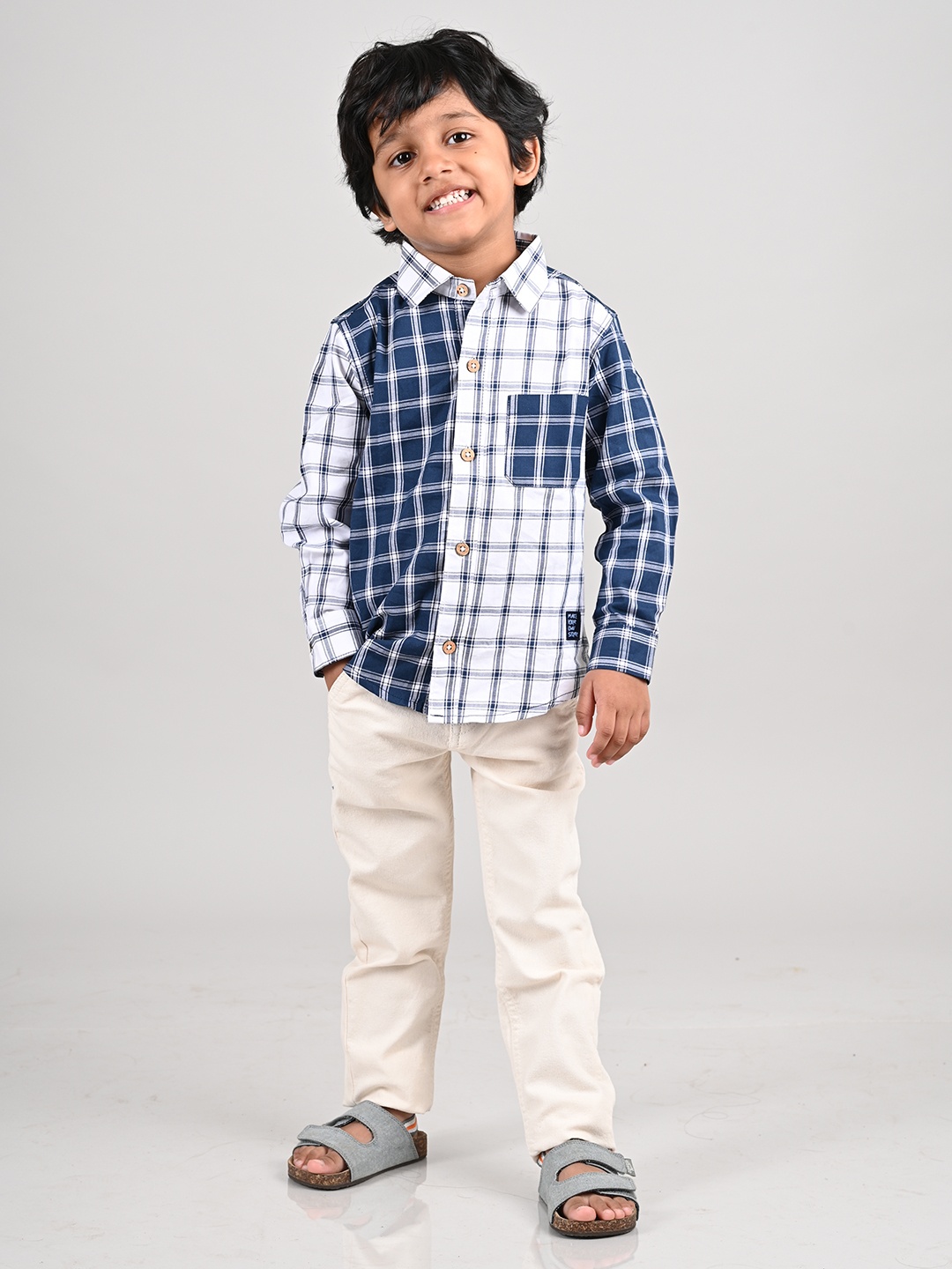 

TALES & STORIES Boys Blue Checked Casual Shirt