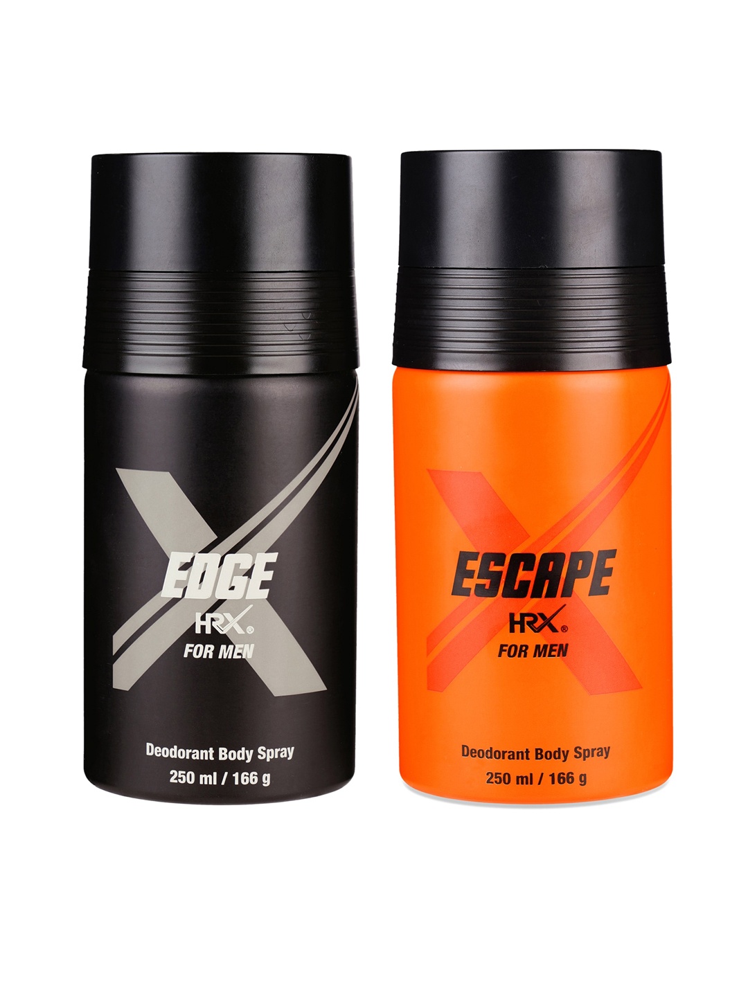 

HRX Men Set of 2 Deodorants - Edge + Escape - 250ml each, Black