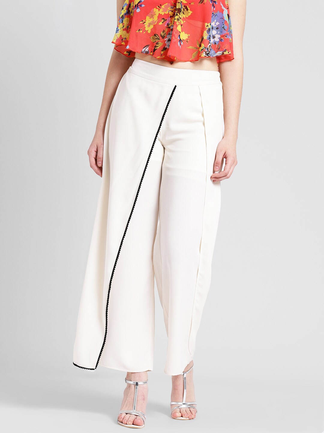 

DODO & MOA Women White Wide Leg Palazzos