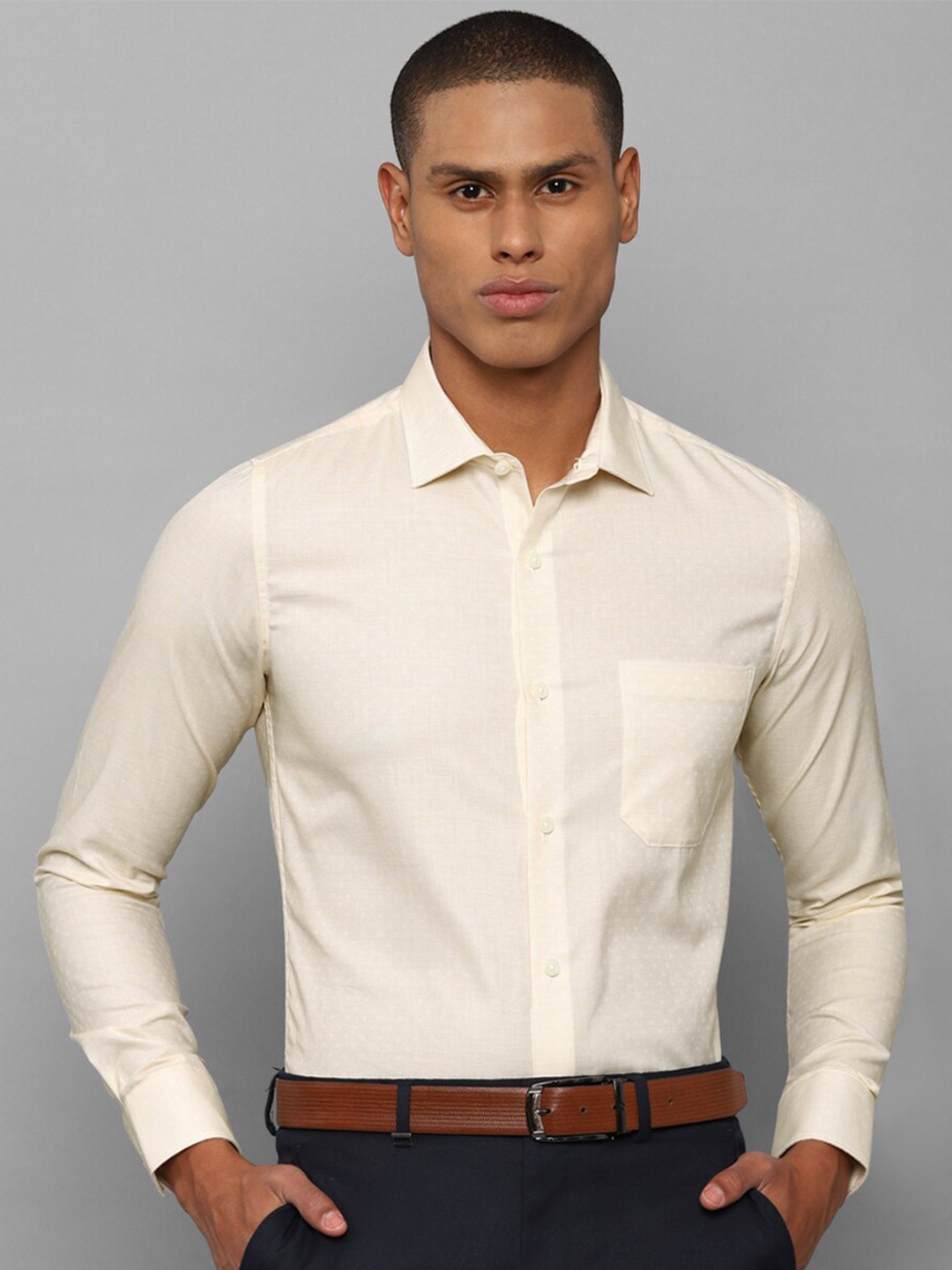 

Allen Solly Men Cream-Coloured Slim Fit Cotton Formal Shirt
