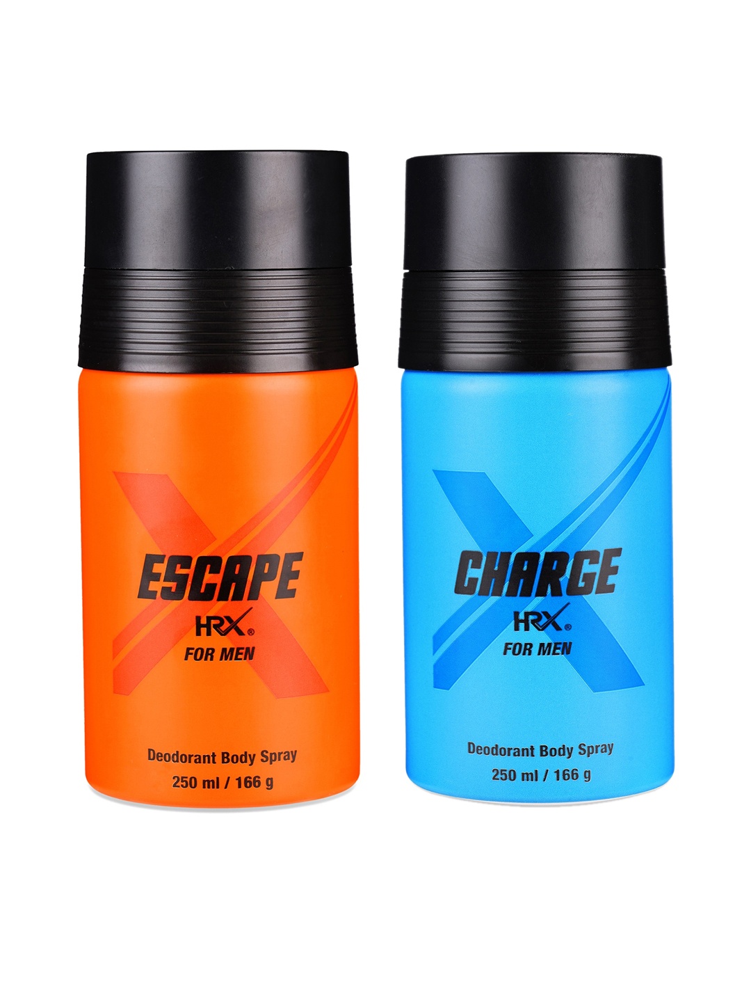 

HRX Men Set of 2 Deodorants - Charge + Escape - 250ml each, Orange