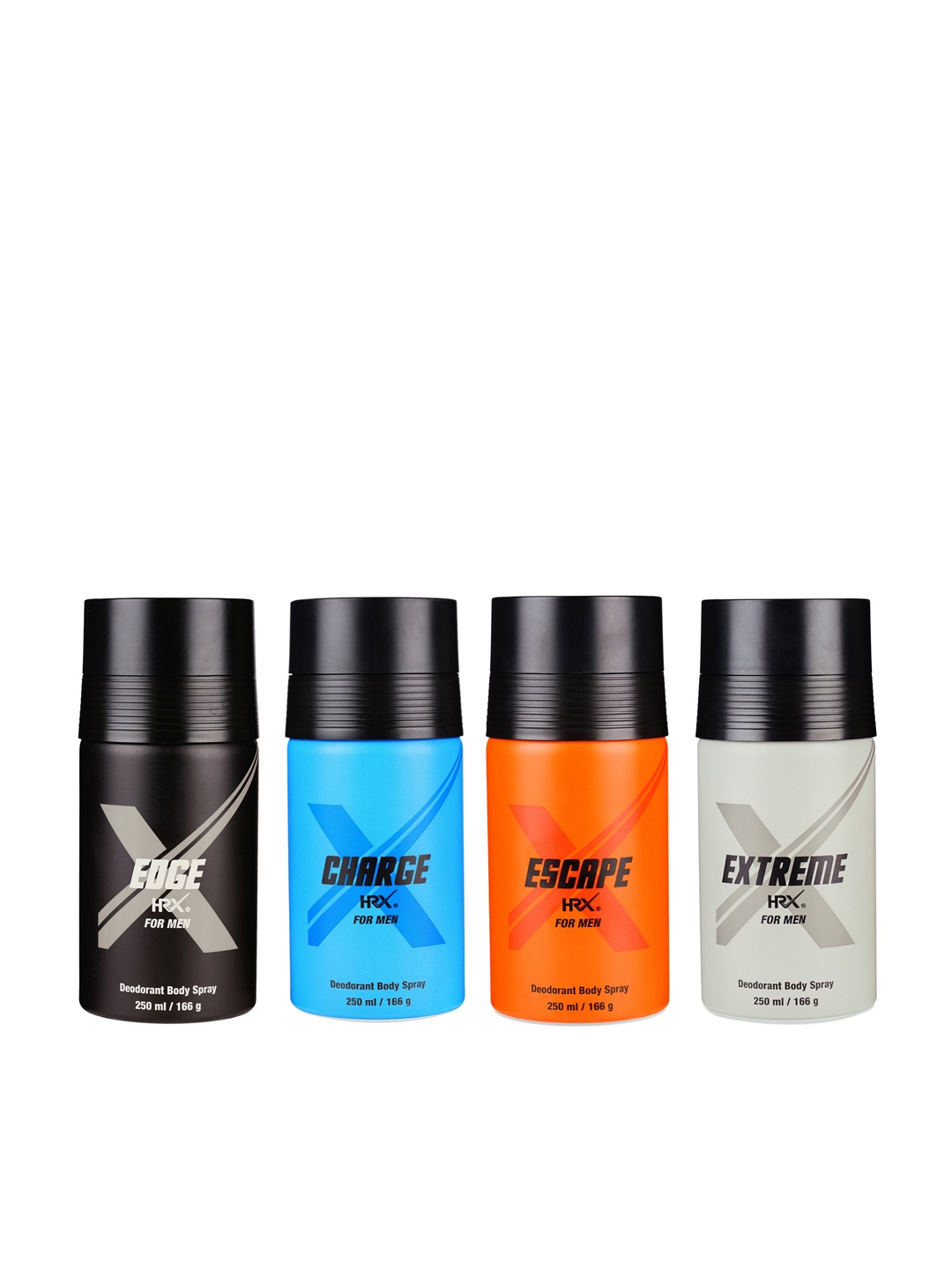 

HRX Men Set of 4 Deodorants - Edge + Charge + Escape + Extreme - 250ml each, Blue