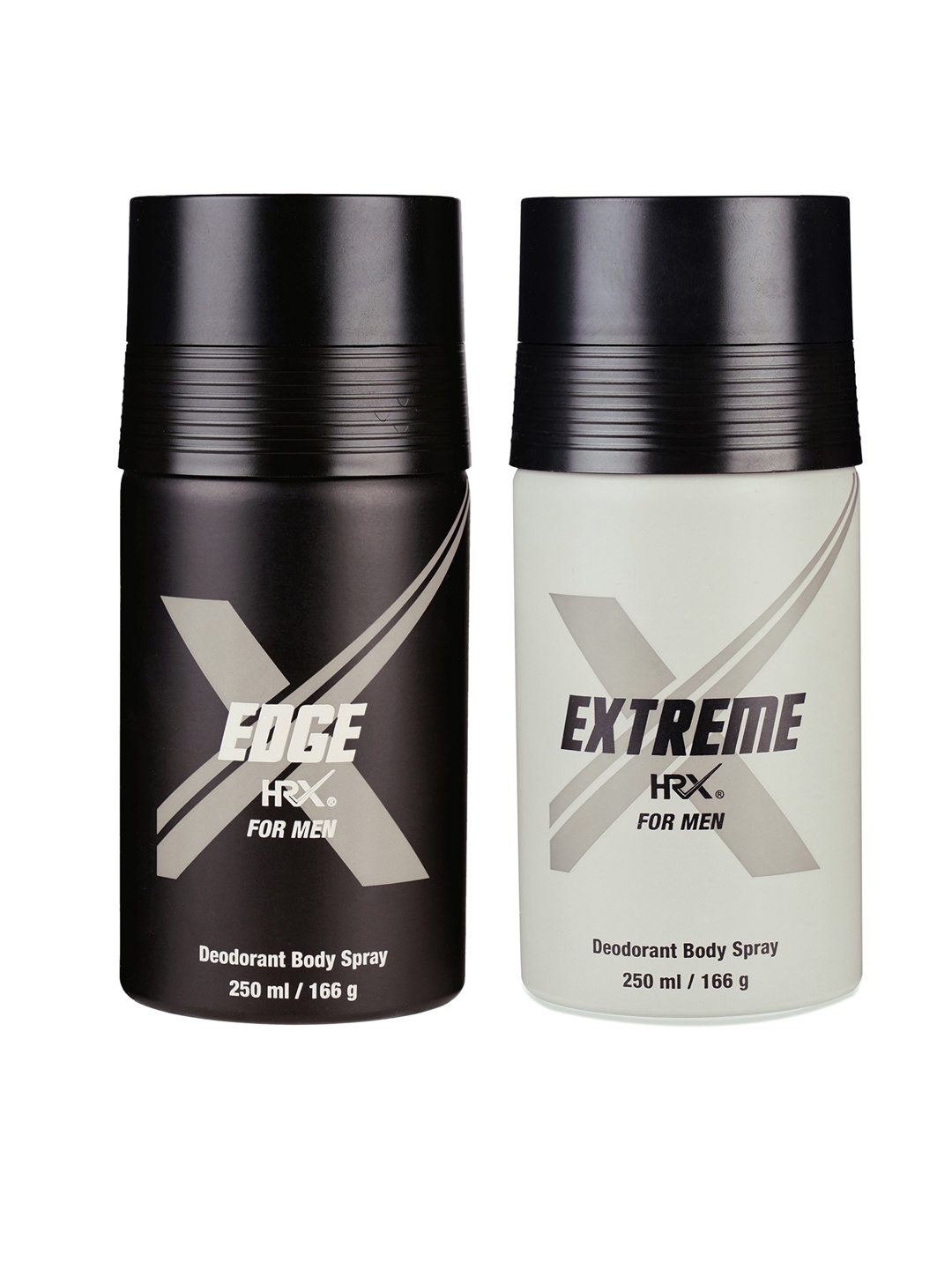 

HRX Men Set of 2 Deodorants - Edge + Extreme - 250 ml Each, Black