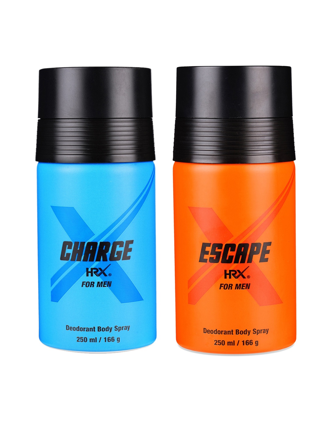 

HRX Men Set of 2 Deodorants - Charge + Escape - 250 ml Each, Blue