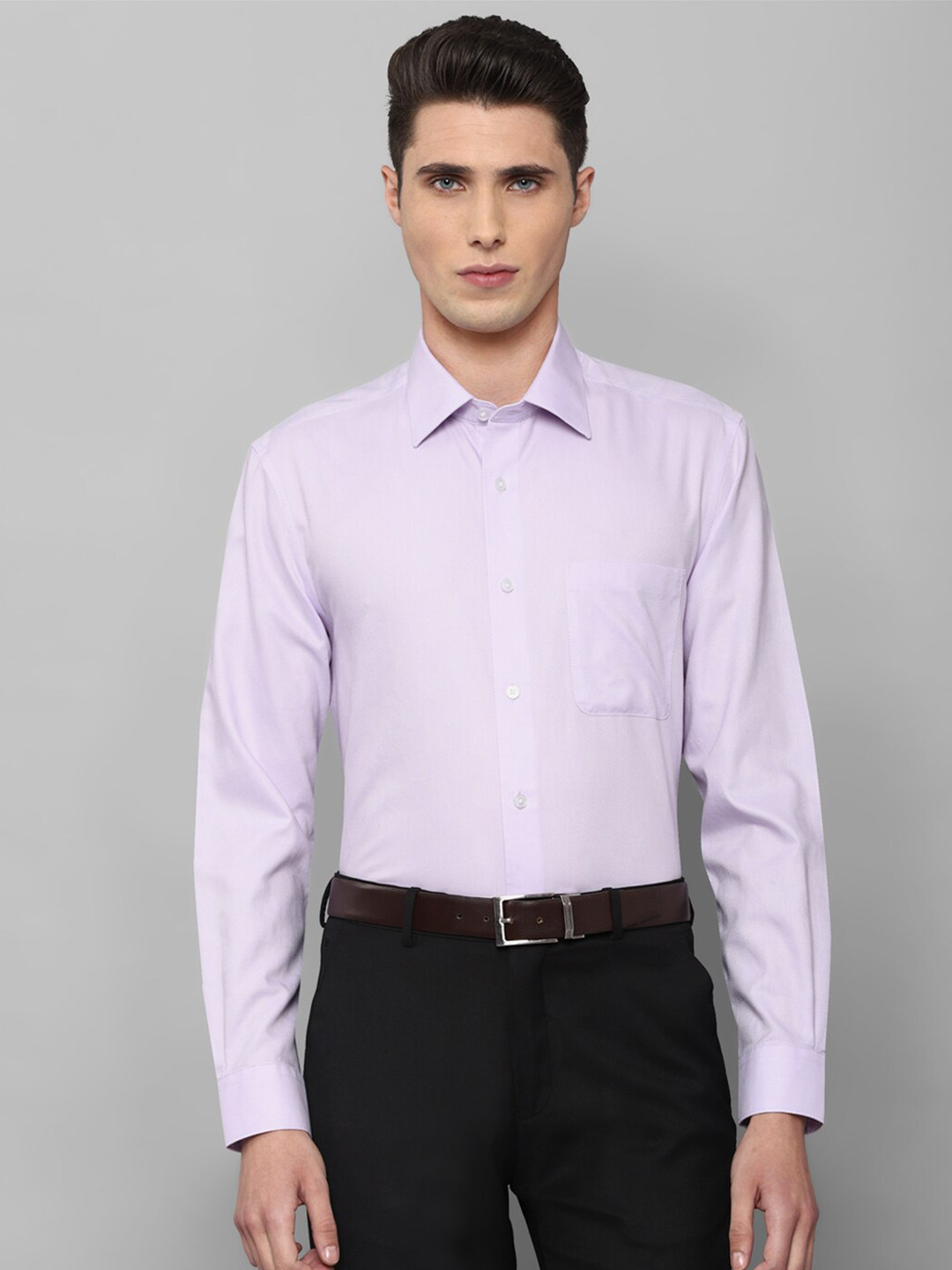 

Louis Philippe Men Purple Slim Fit Striped Pure Cotton Formal Shirt