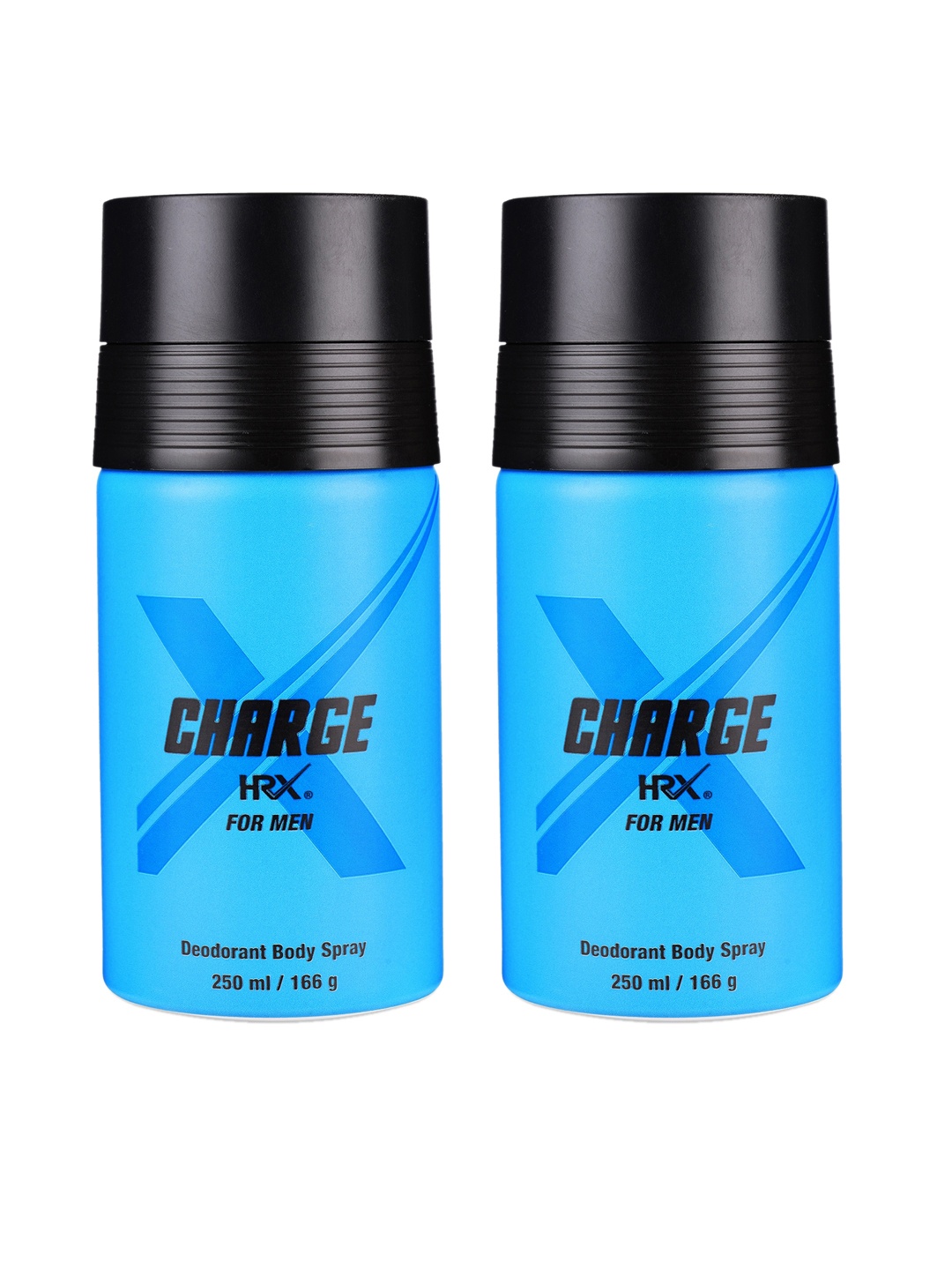 

HRX Men Set Of 2 Charge Deodorant Body Spray - 250 ml Each, Blue