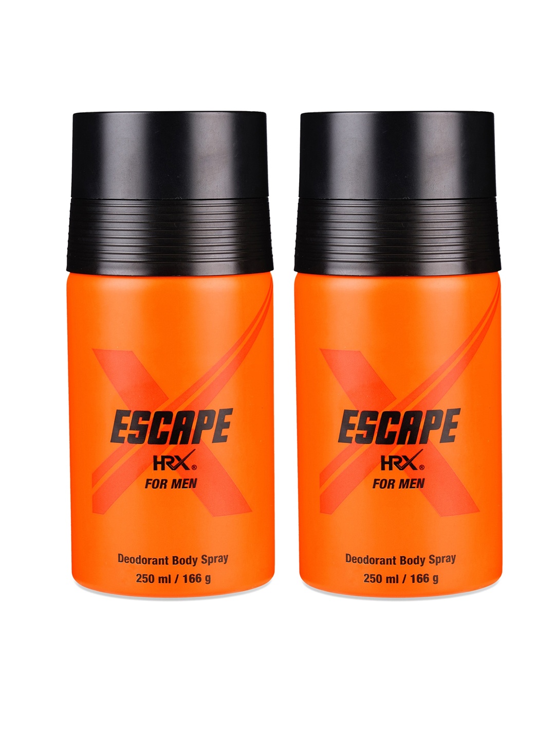 

HRX Men Set Of 2 Escape Deodorant Body Spray - 250 ml Each, Orange