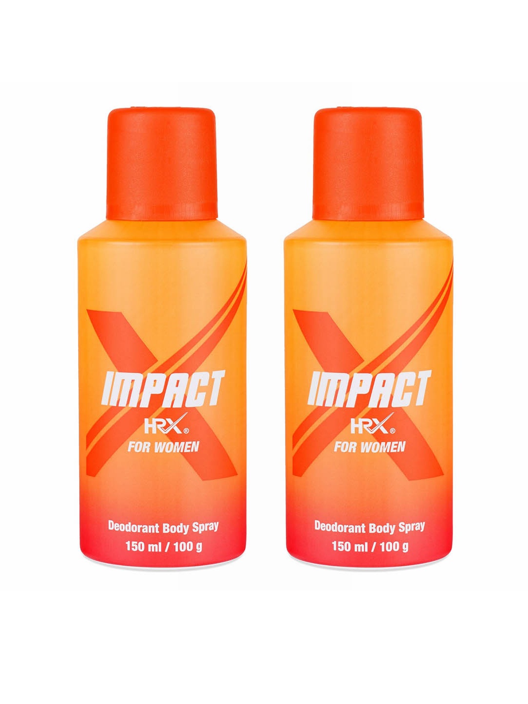 

HRX Women Set Of 2 Impact Deodorant Body Spray - 150 ml Each, Orange