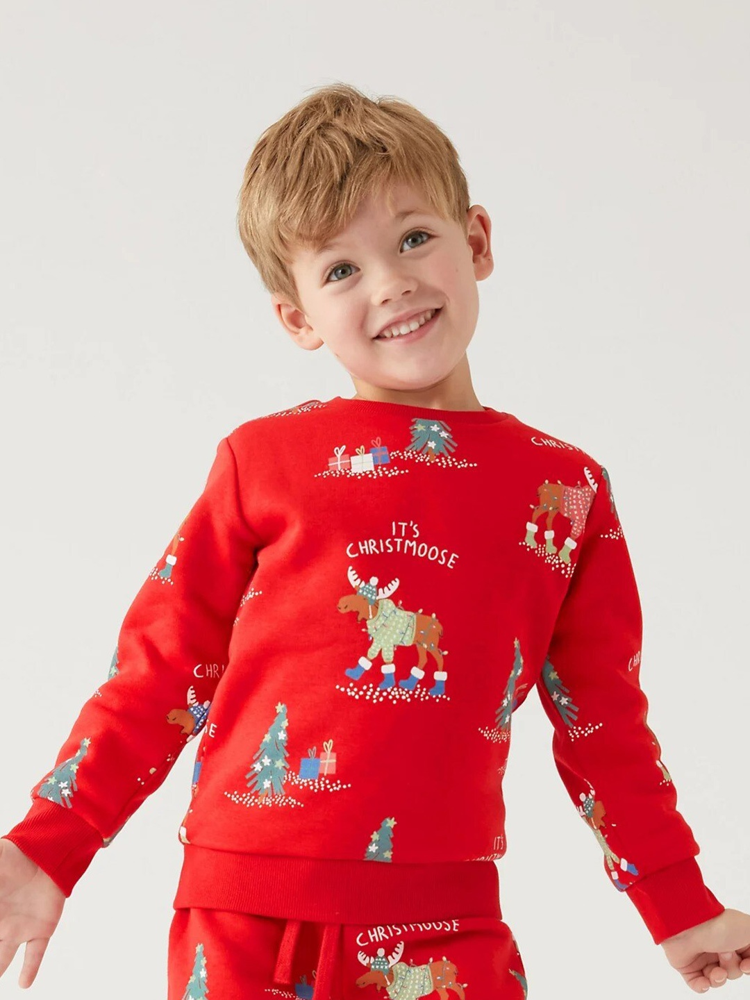 

Marks & Spencer Boys Red Printed Cotton Sweatshirt