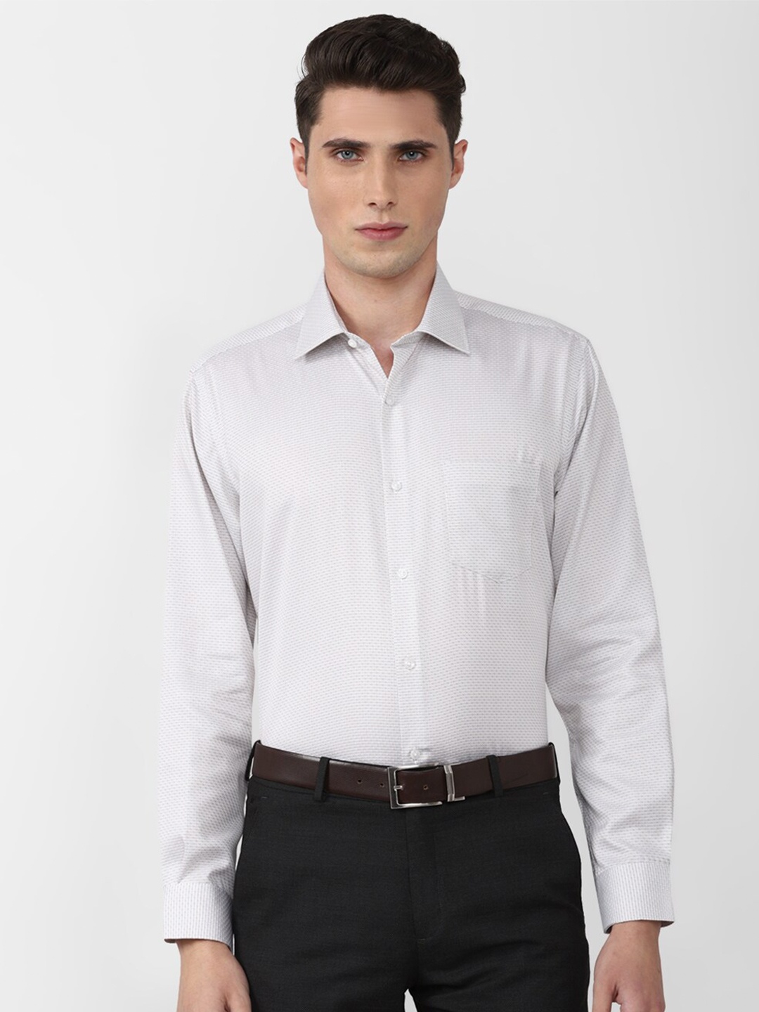 

Van Heusen Men Grey Geometric Cotton Formal Shirt