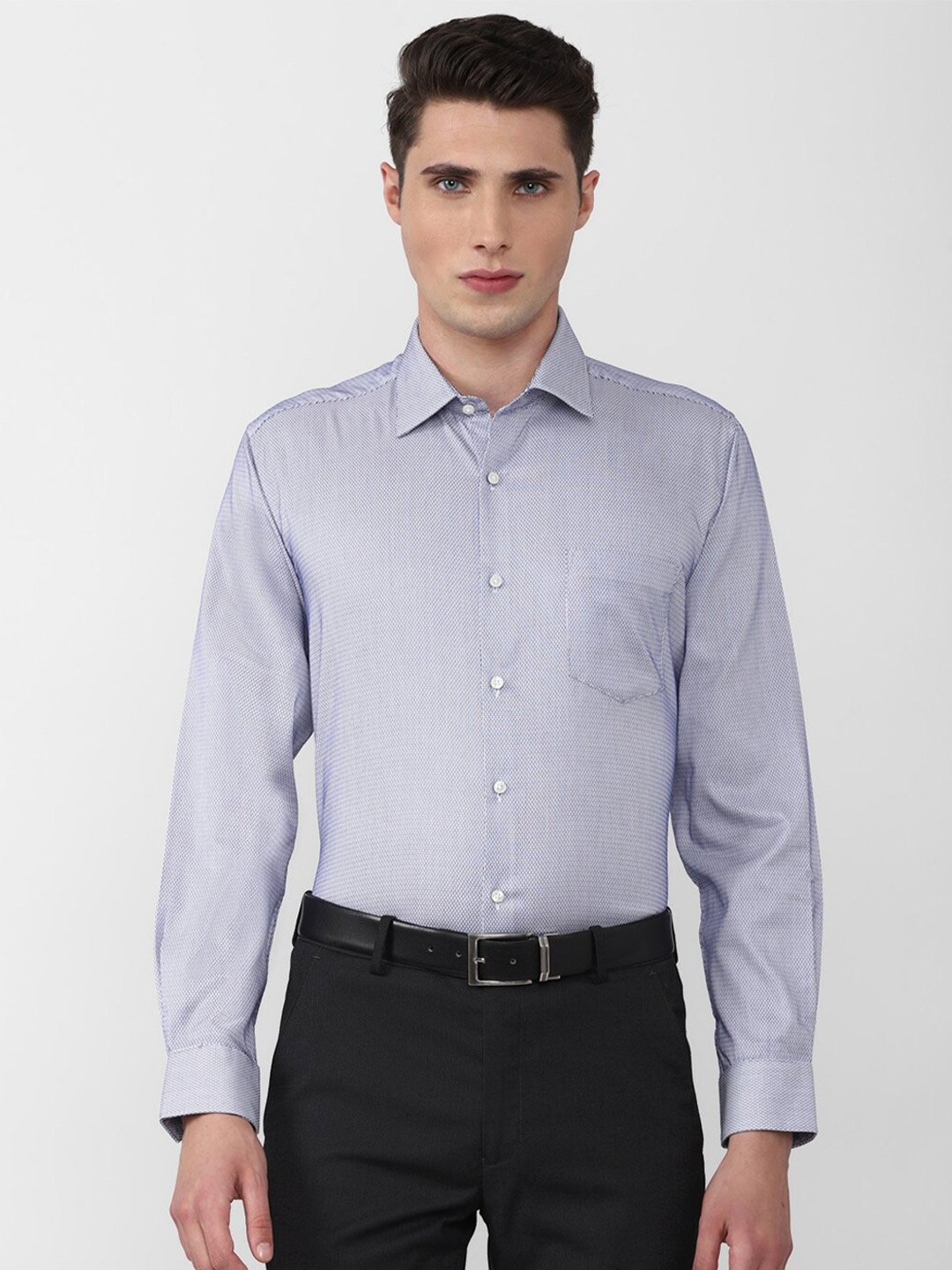 

Van Heusen Men Blue Printed Formal Shirt