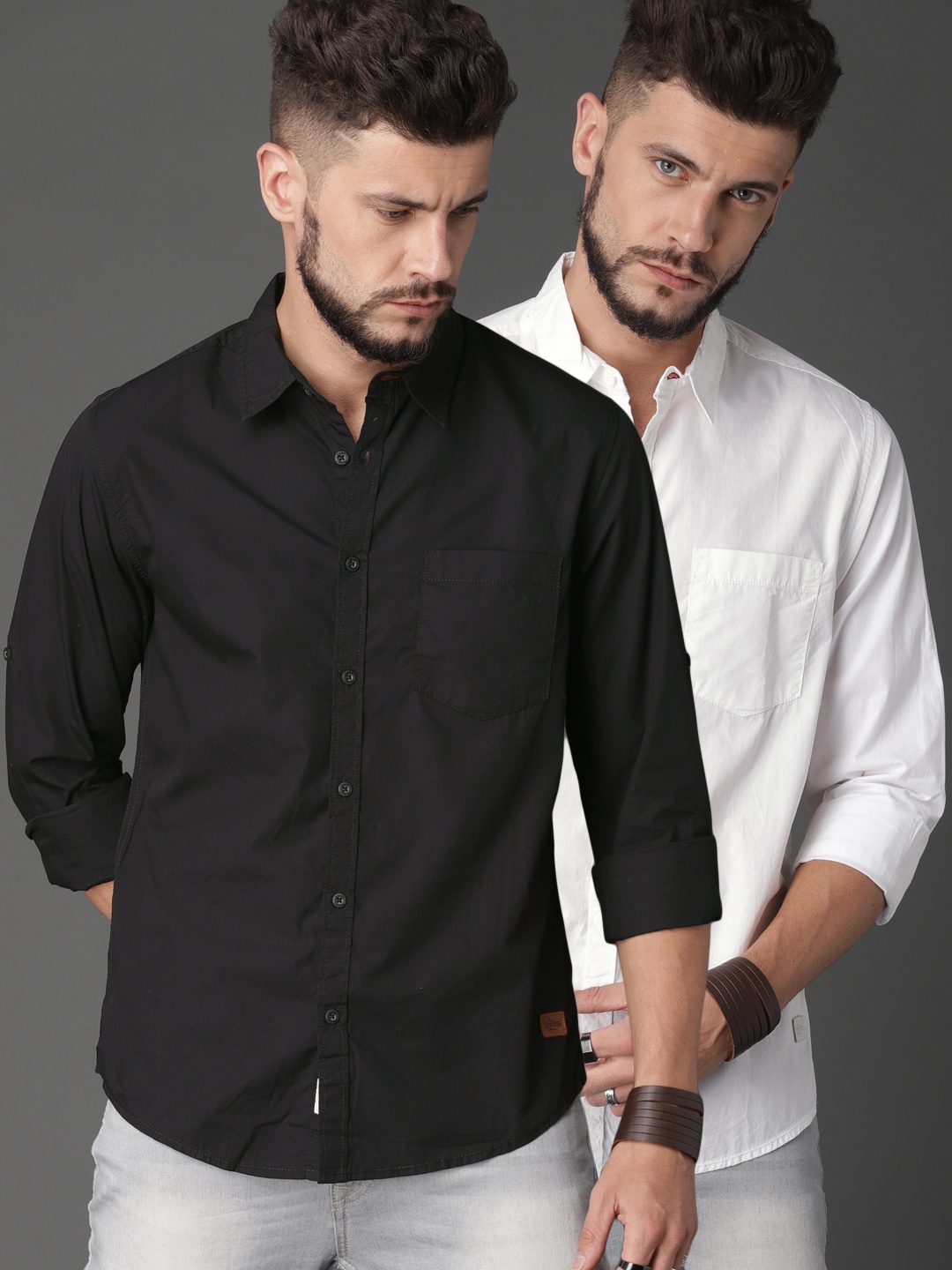 

Roadster Men Pack Of 2 Sustainable Shirts, Black