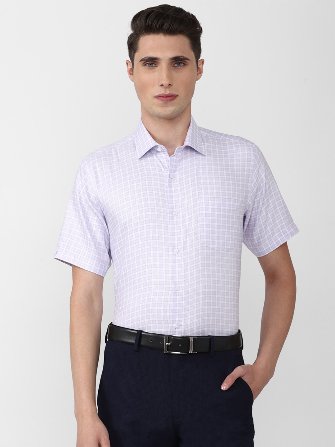 

Van Heusen Men Purple Checked Formal Shirt