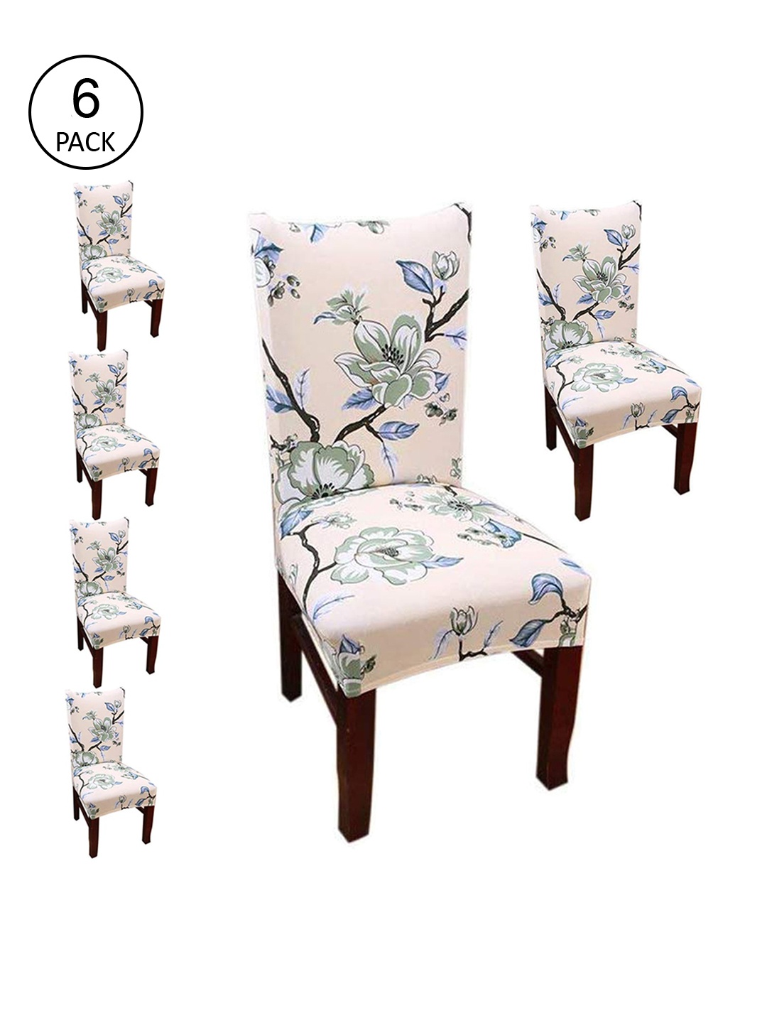 

Styleys Set Of 6 Beige Printed Chair Covers