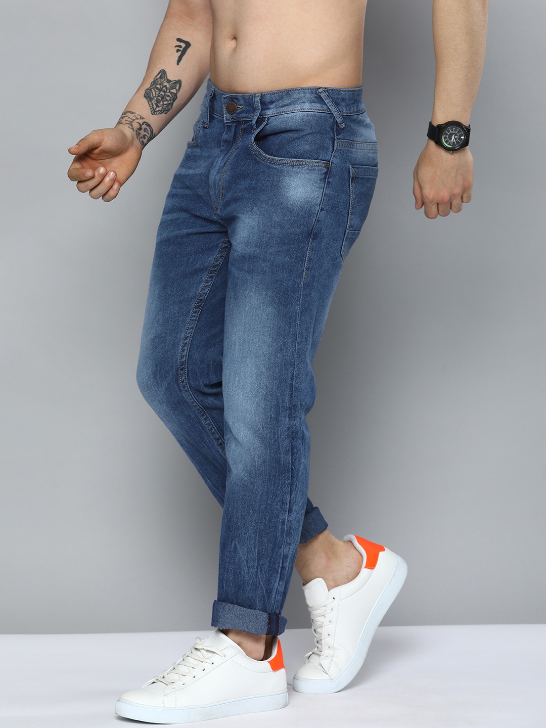 

HERE&NOW Men Heavy Fade Stretchable Jeans, Blue