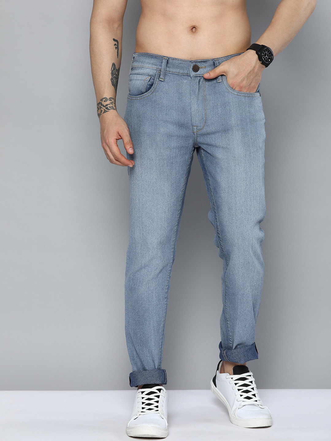 

HERE&NOW Men Heavy Fade Stretchable Jeans, Blue