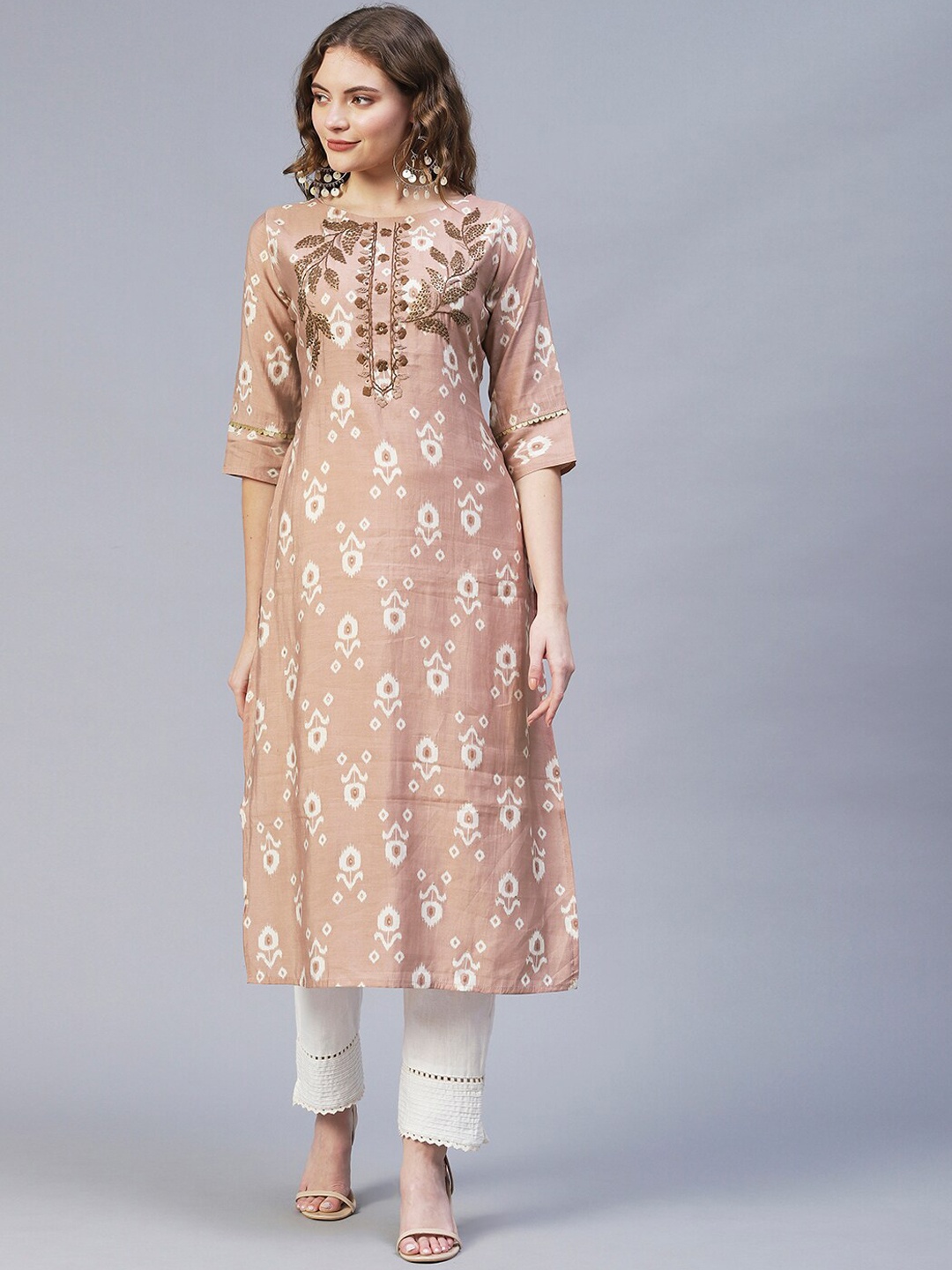 

FASHOR Women Pink Ethnic Motifs Printed Kurta