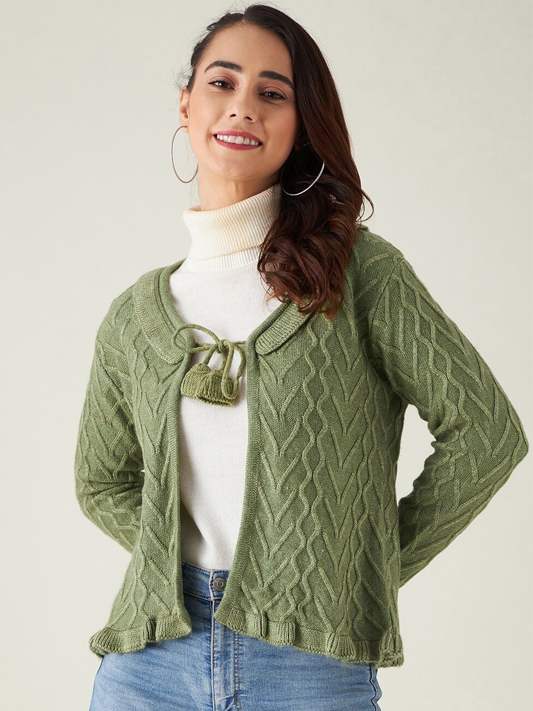 

Modeve Women Green Cable Knit