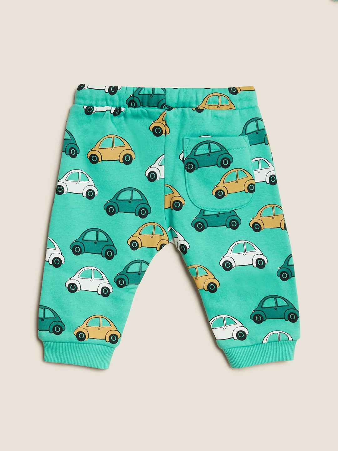 

Marks & Spencer Boys Green Printed High-Rise Joggers Trousers