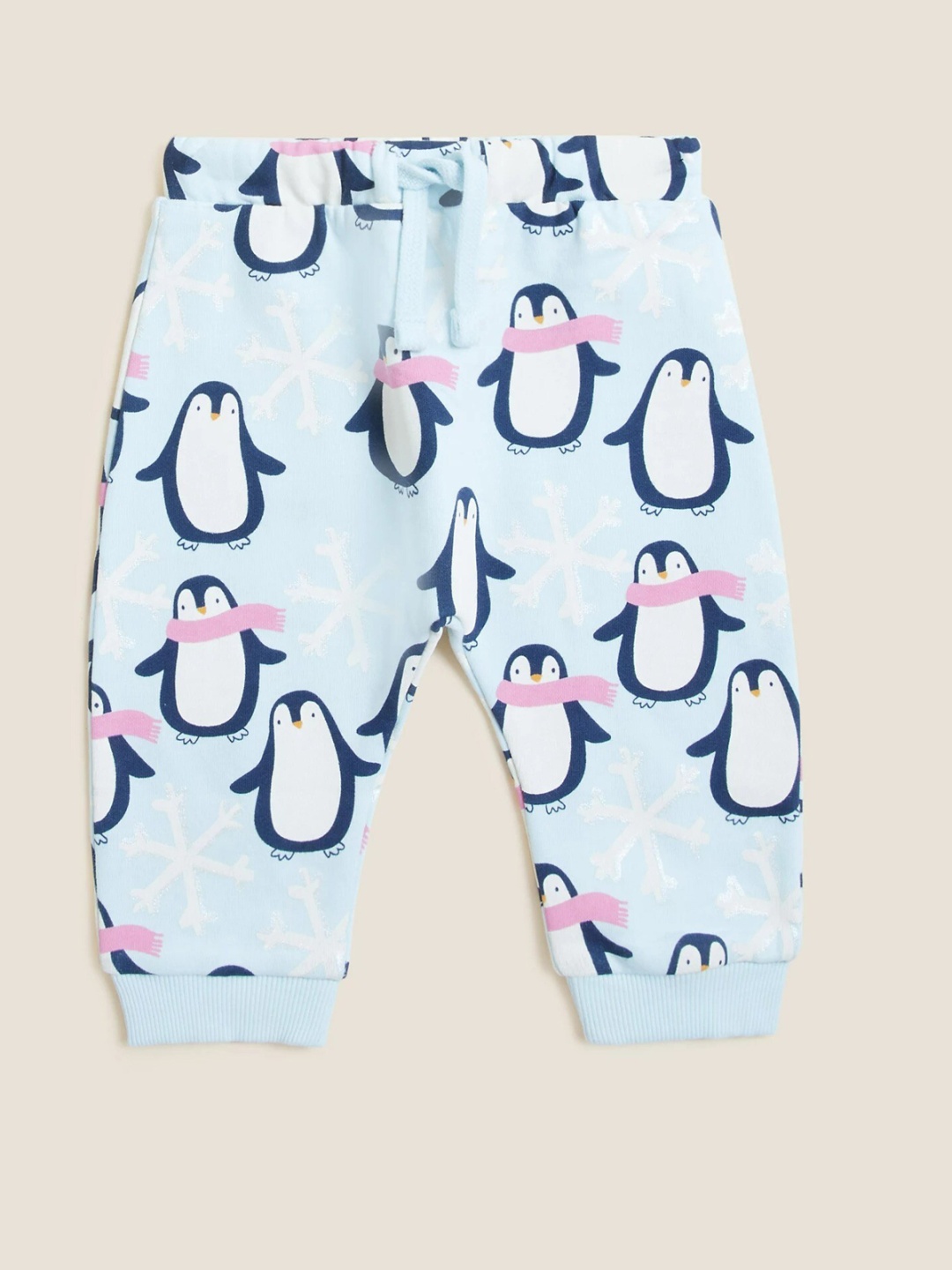 

Marks & Spencer Girls Blue Printed High-Rise Joggers Trousers
