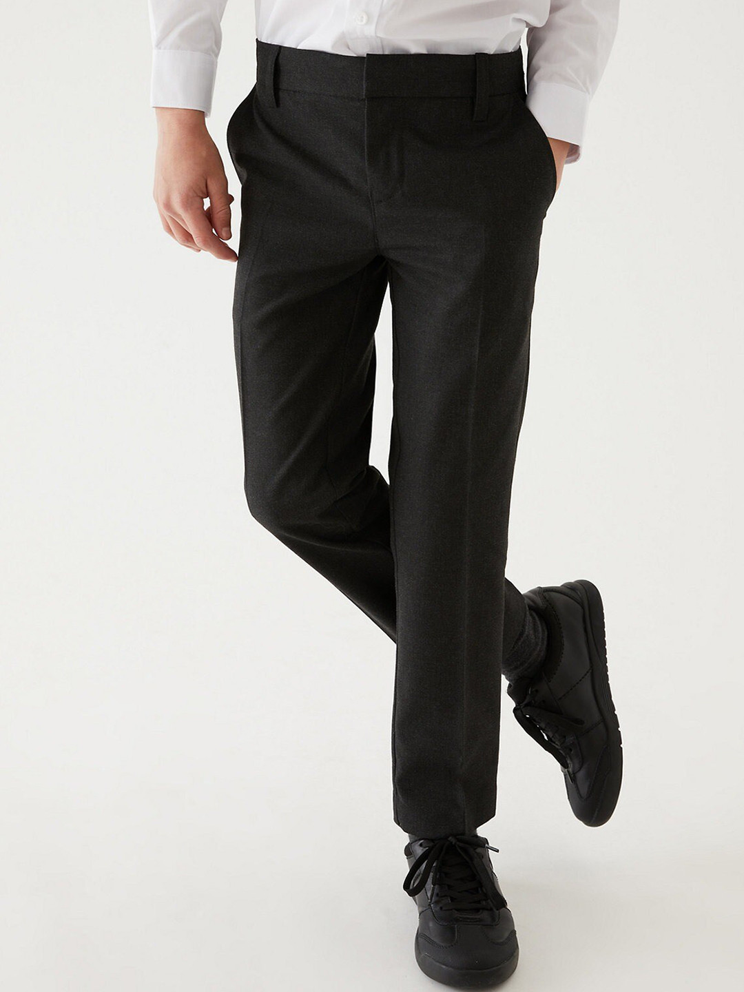 

Marks & Spencer Boys Black High-Rise Trousers