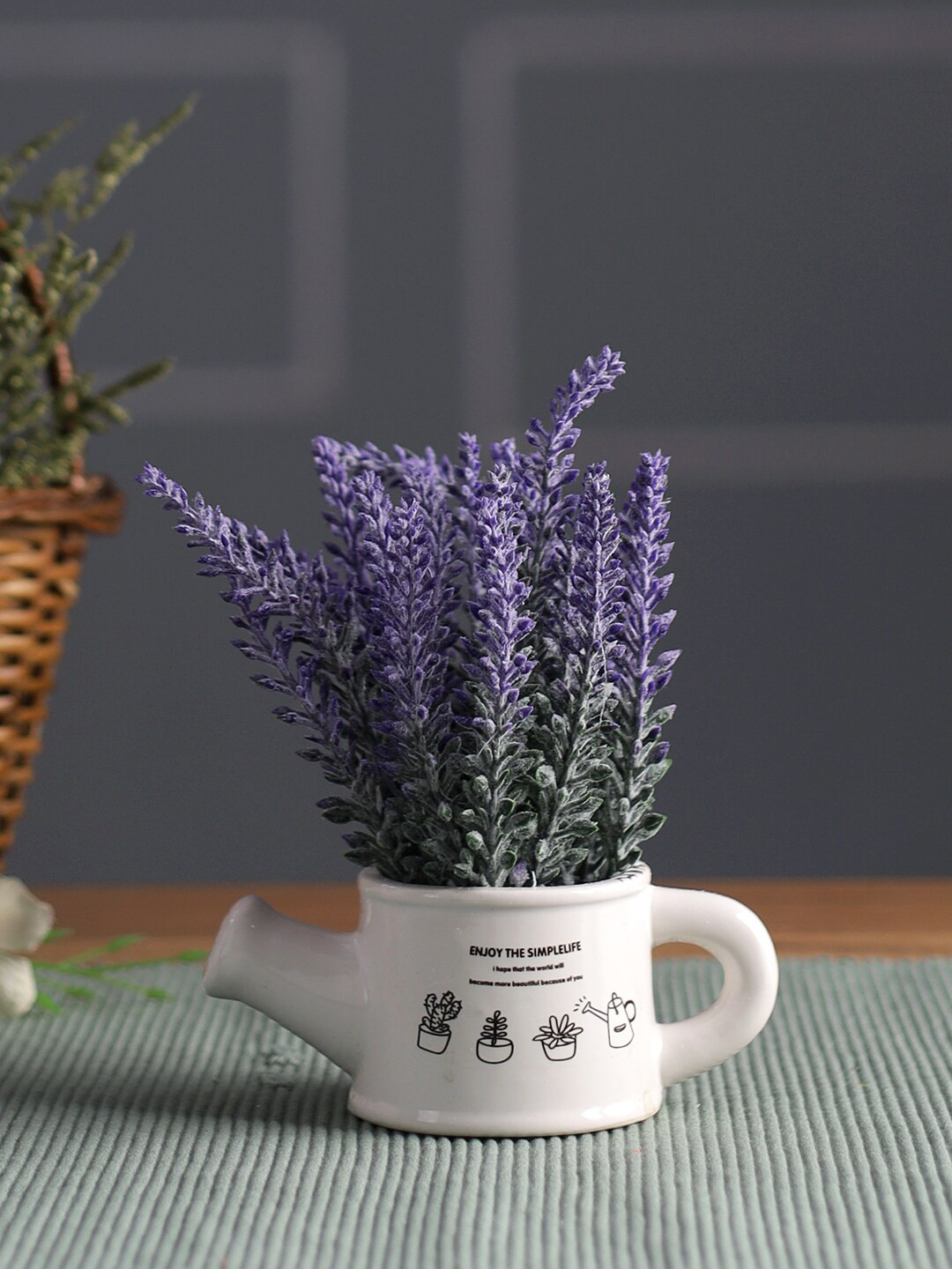 

TAYHAA White & Blue Artificial Plant with Ceremic Pot