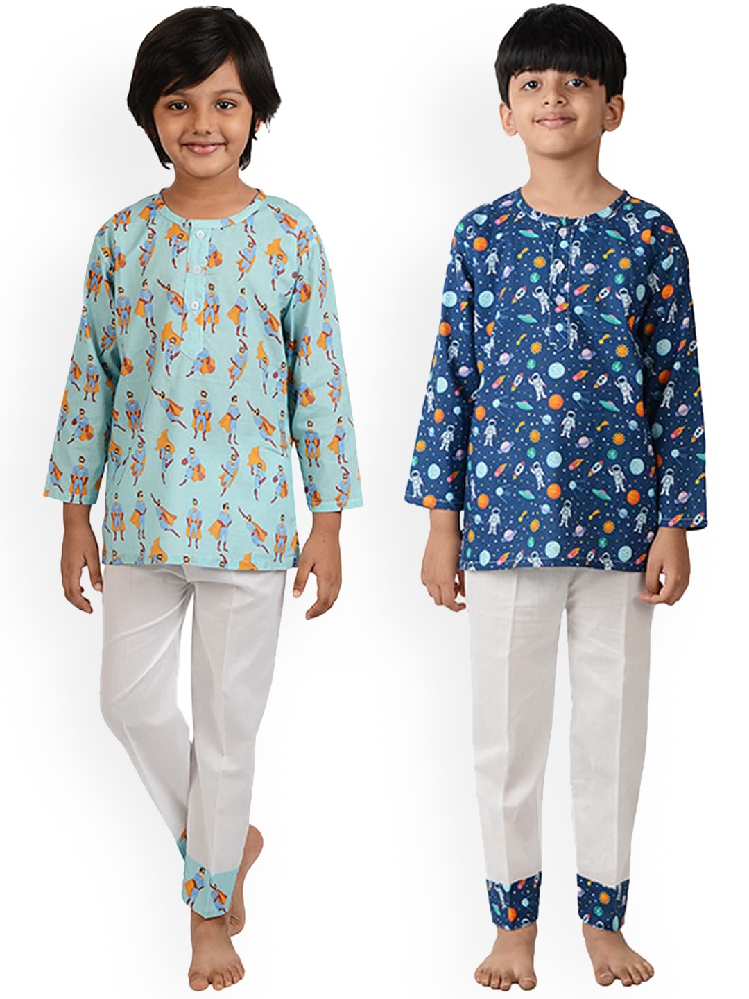 

frangipani Boys Multicoloured Set of 2 Printed Night Suit, Multi