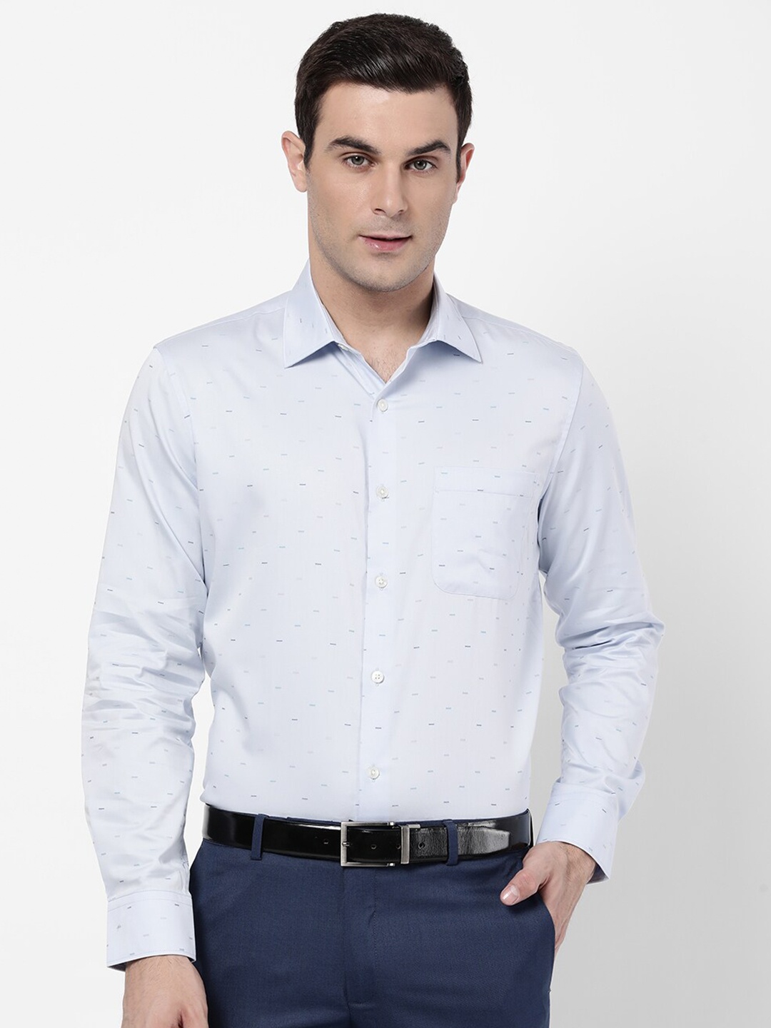 

AD By Arvind Men Blue Pure Cotton Printed Formal Shirt