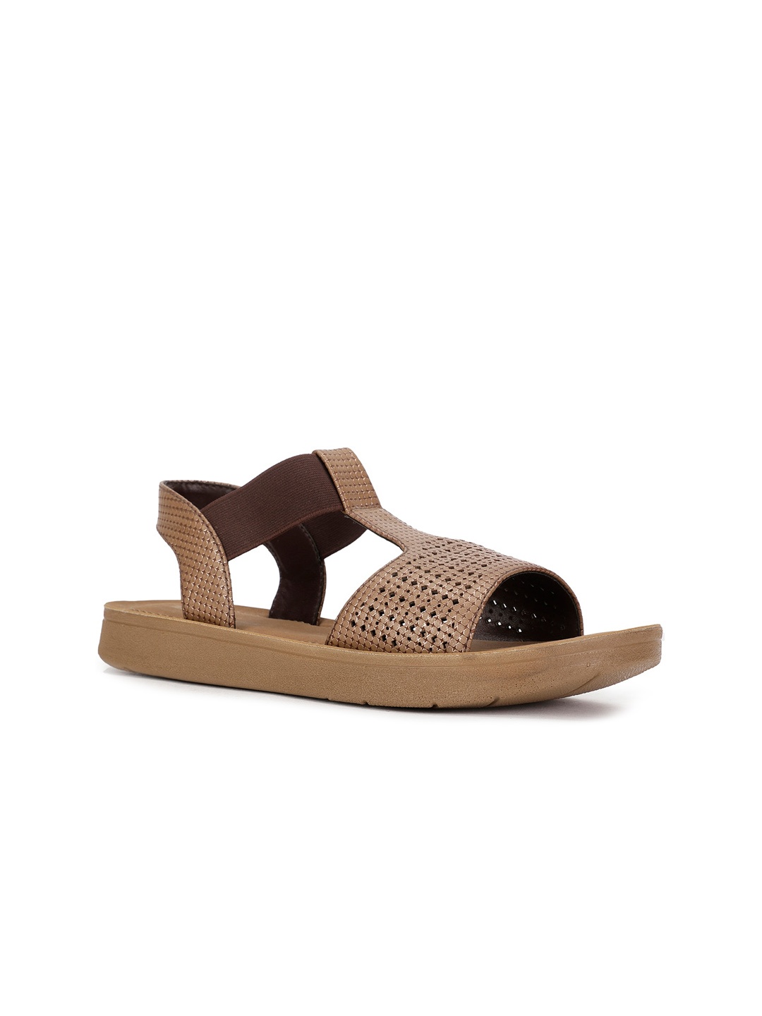 

Bata Women Brown Textured Open Toe Flats