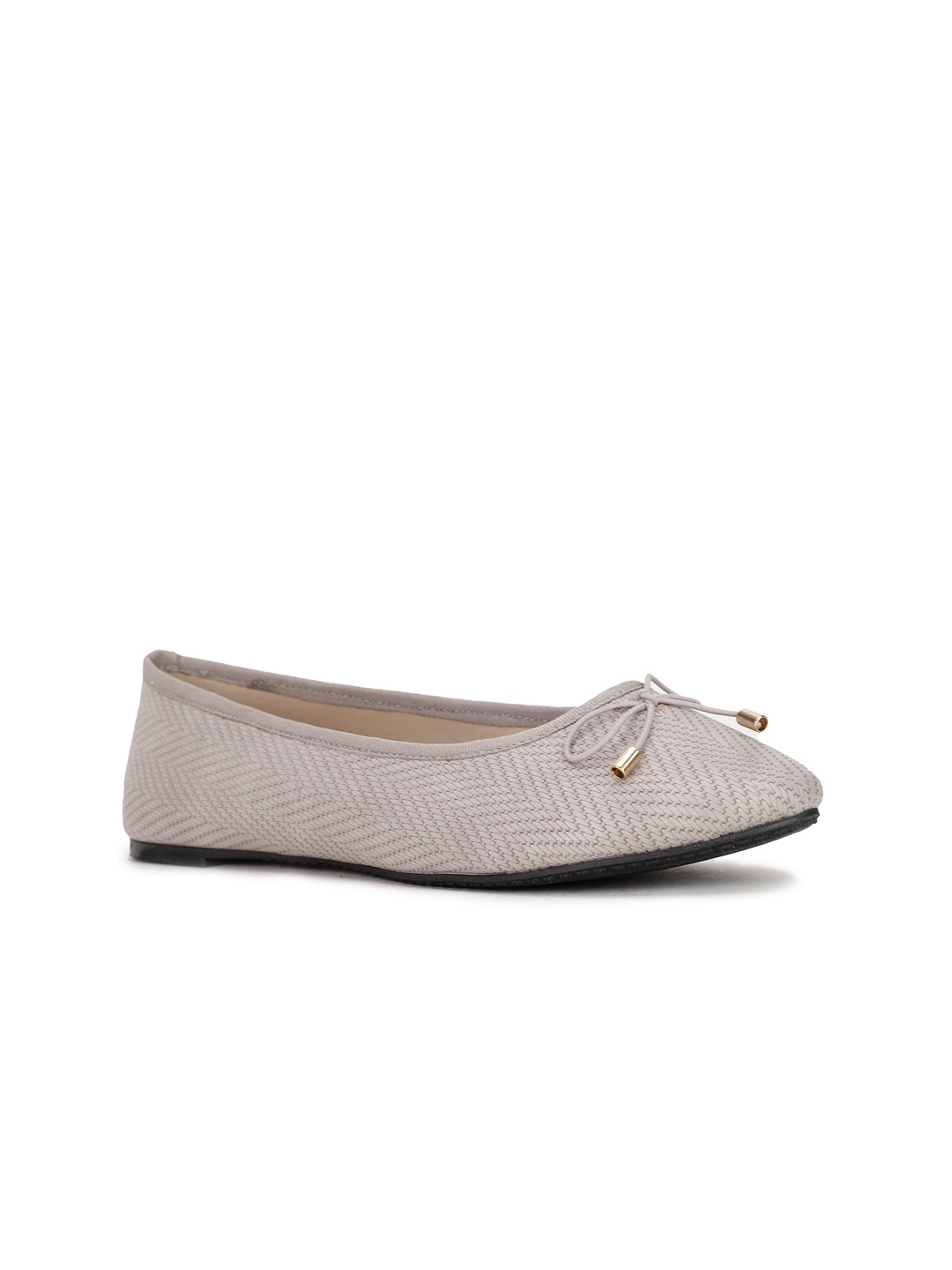 

Bata Women Grey Textured Ballerinas Flats