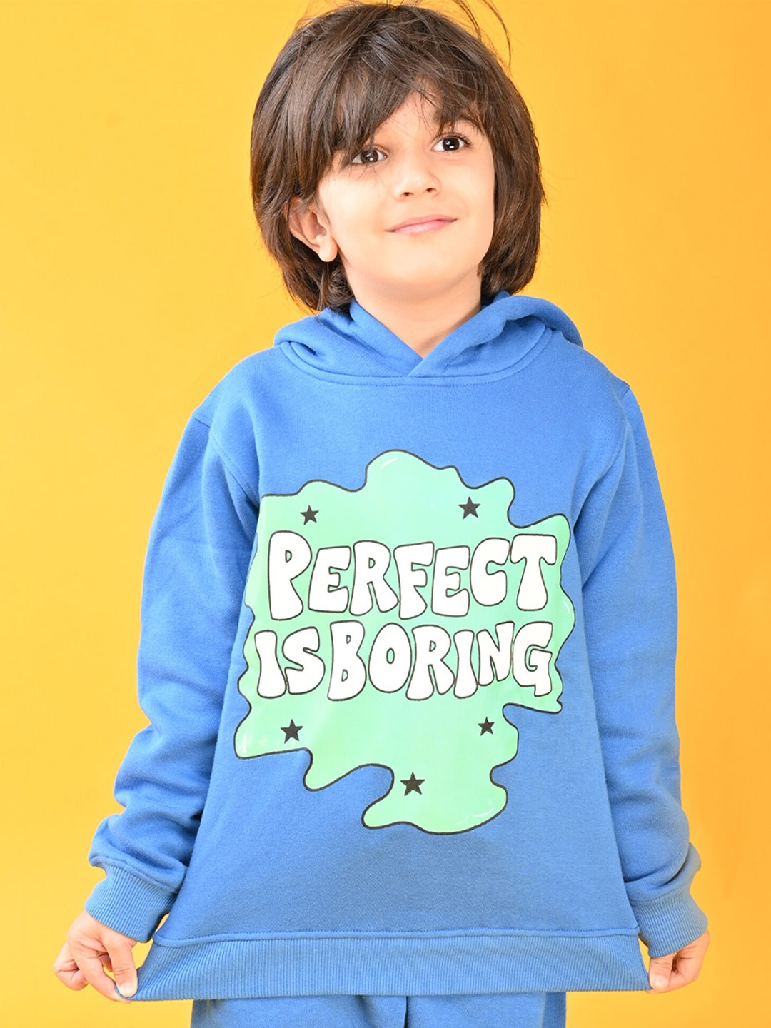 

Anthrilo Boys Blue Printed Hooded Sweatshirt