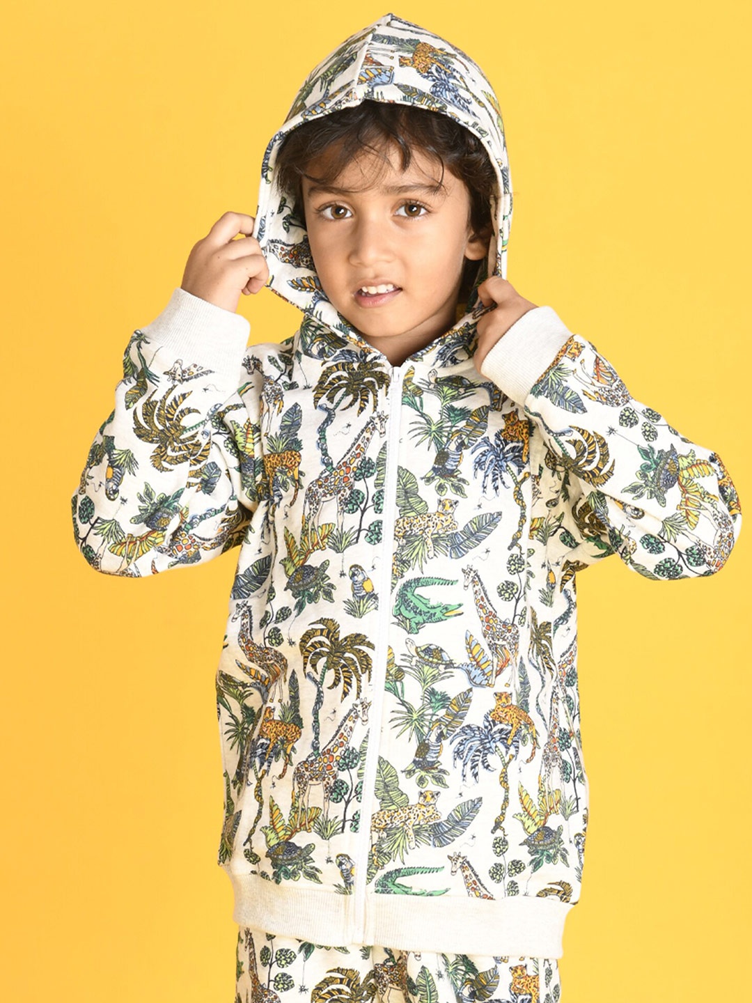 

Anthrilo Boys Off White Printed Hooded Sweatshirt