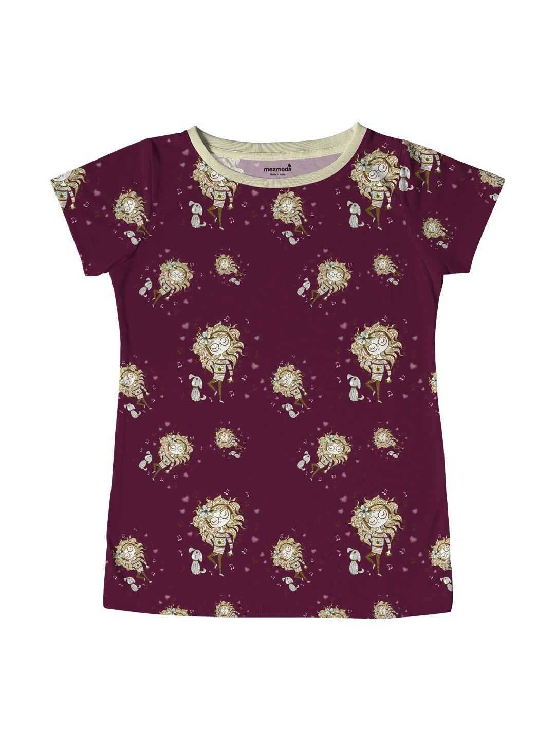 

mezmoda Girls Burgundy Printed T-shirt
