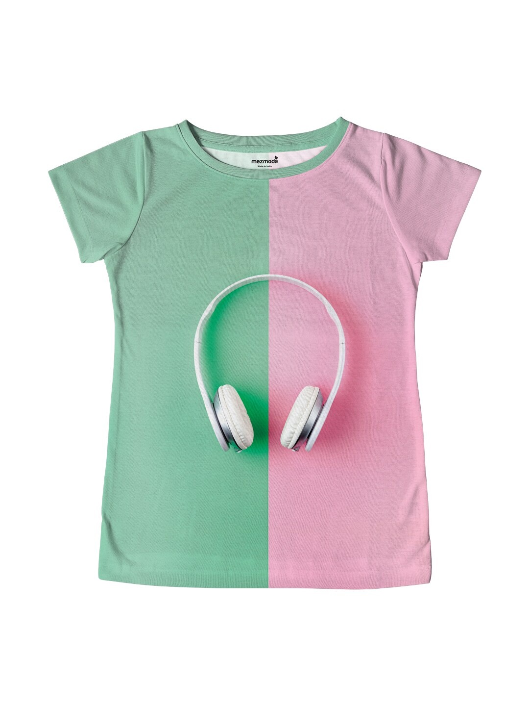 

mezmoda Girls Green & Pink Colourblocked T-shirt