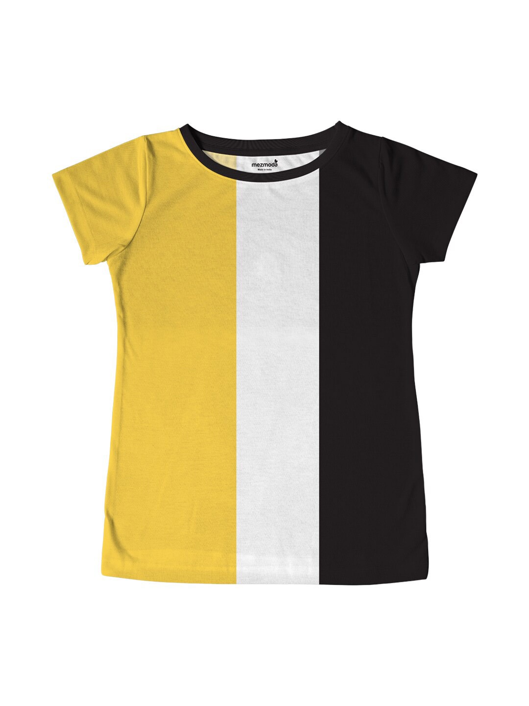 

mezmoda Girls Yellow & White Colourblocked T-shirt