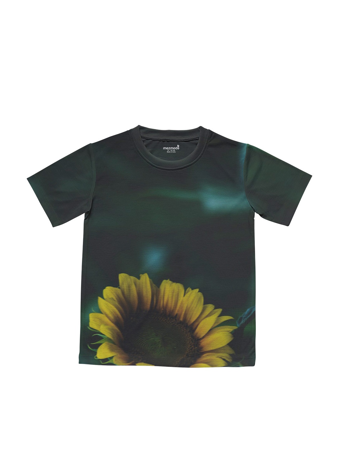 

mezmoda Girls Green & Yellow Floral Printed T-shirt