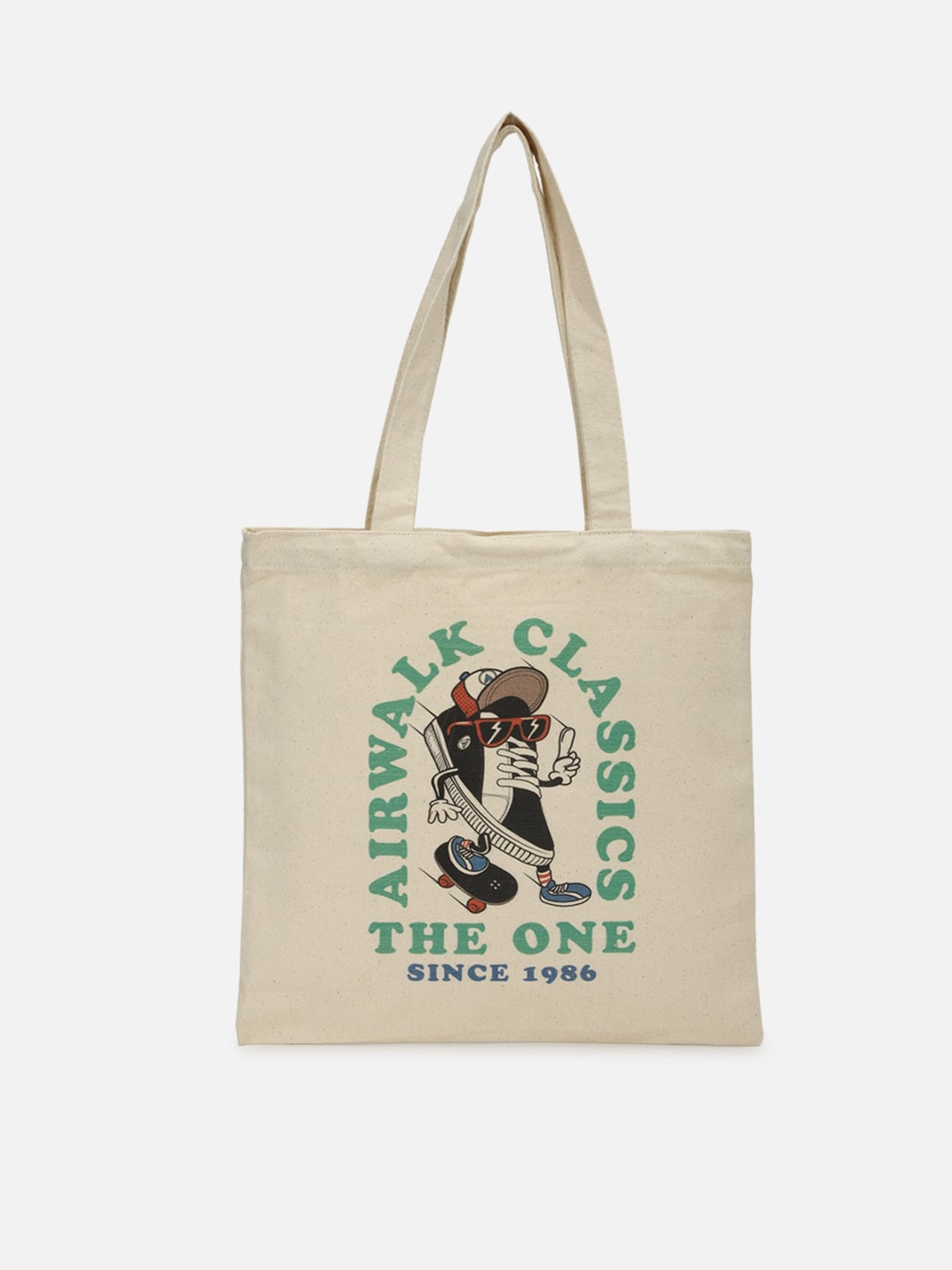 

FOREVER 21 Cream-Coloured Printed Shopper Tote Bag with Applique