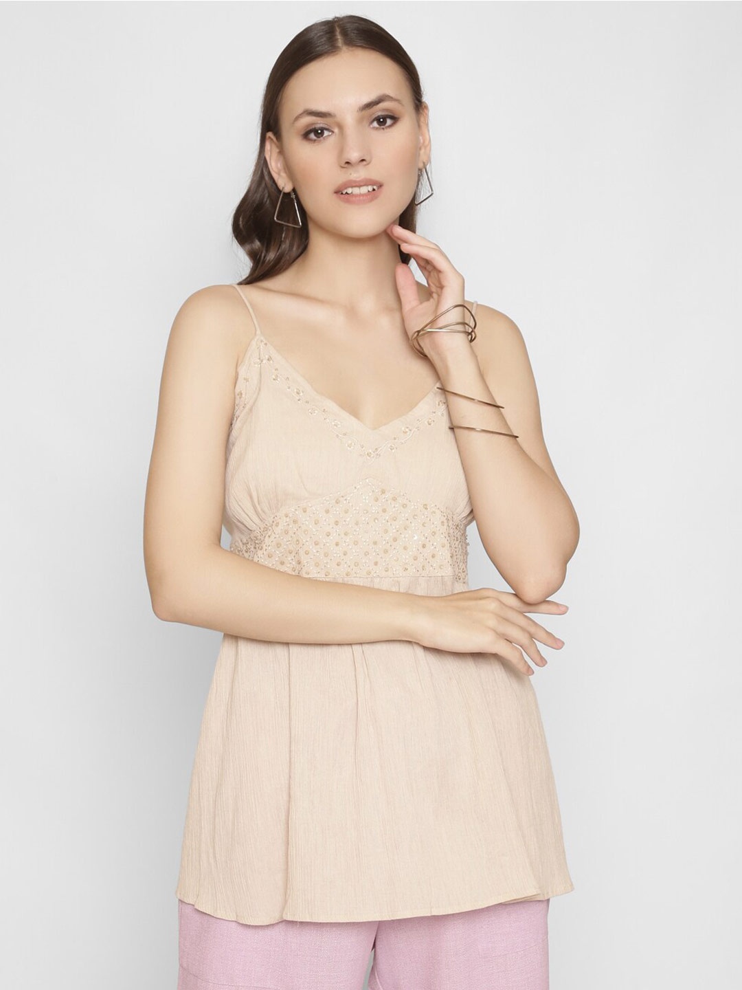 

250 DESIGNS Beige Empire Top