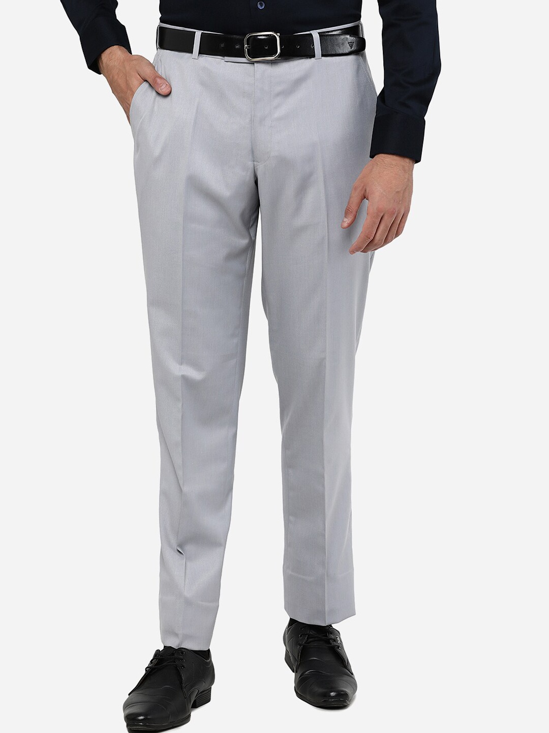 

JADE BLUE Men Grey Classic Fit Formal Trouser