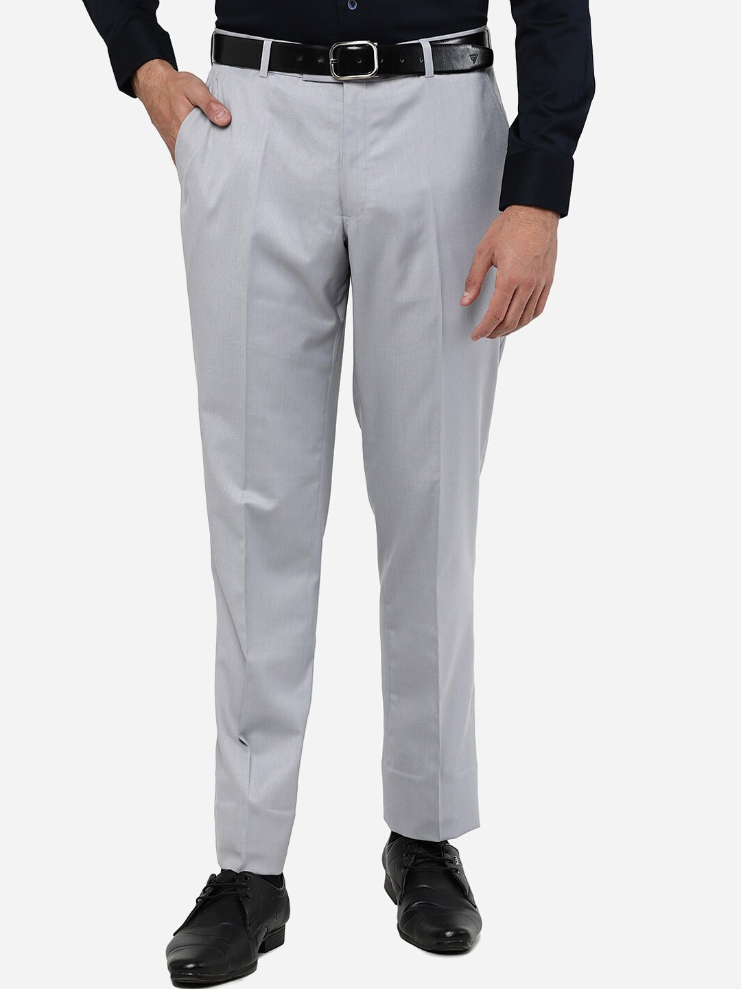 

JADE BLUE Men Solid Formal Trousers, Grey
