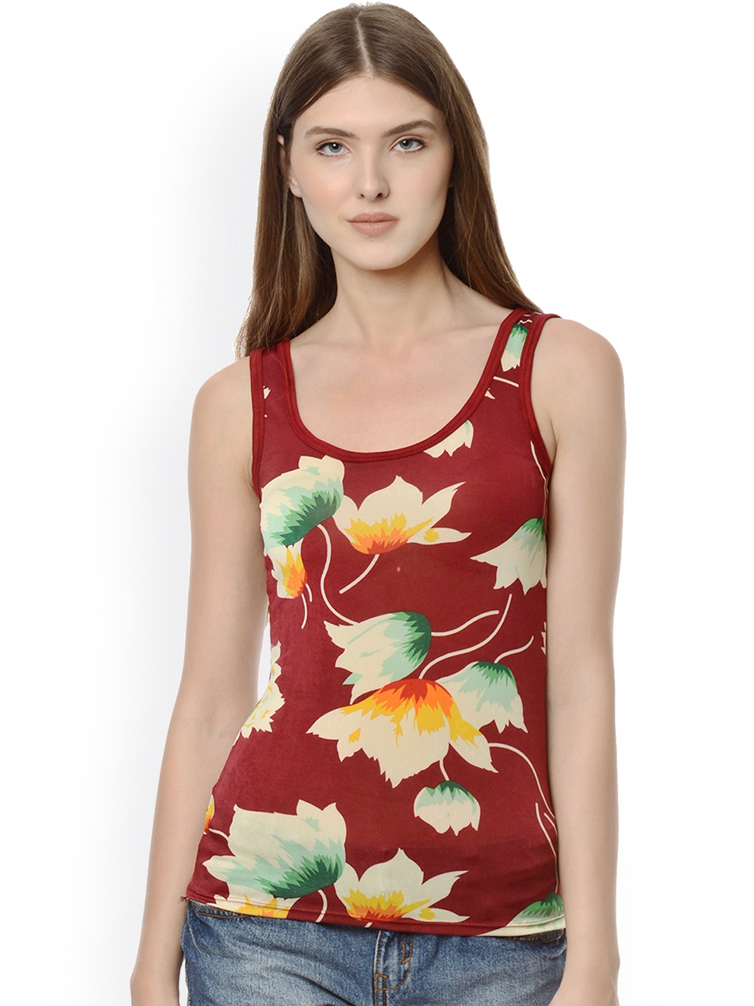 

Da Intimo Women Maroon Printed Tank Top