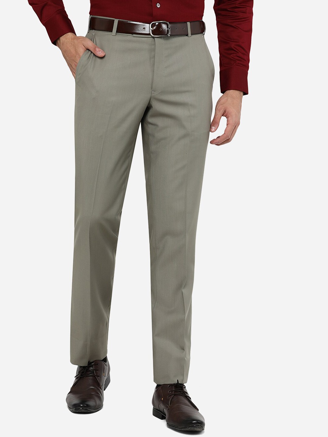 

METAL Men Green Slim Fit Formal Trouser