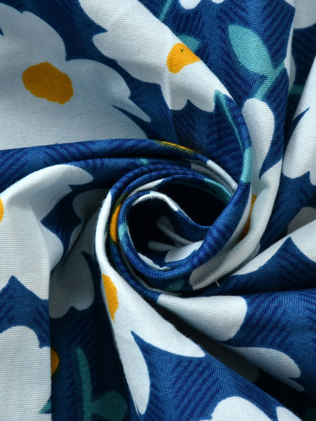 

Bajo's Set Of 8 White & Blue Floral Print Cotton Diwan Set