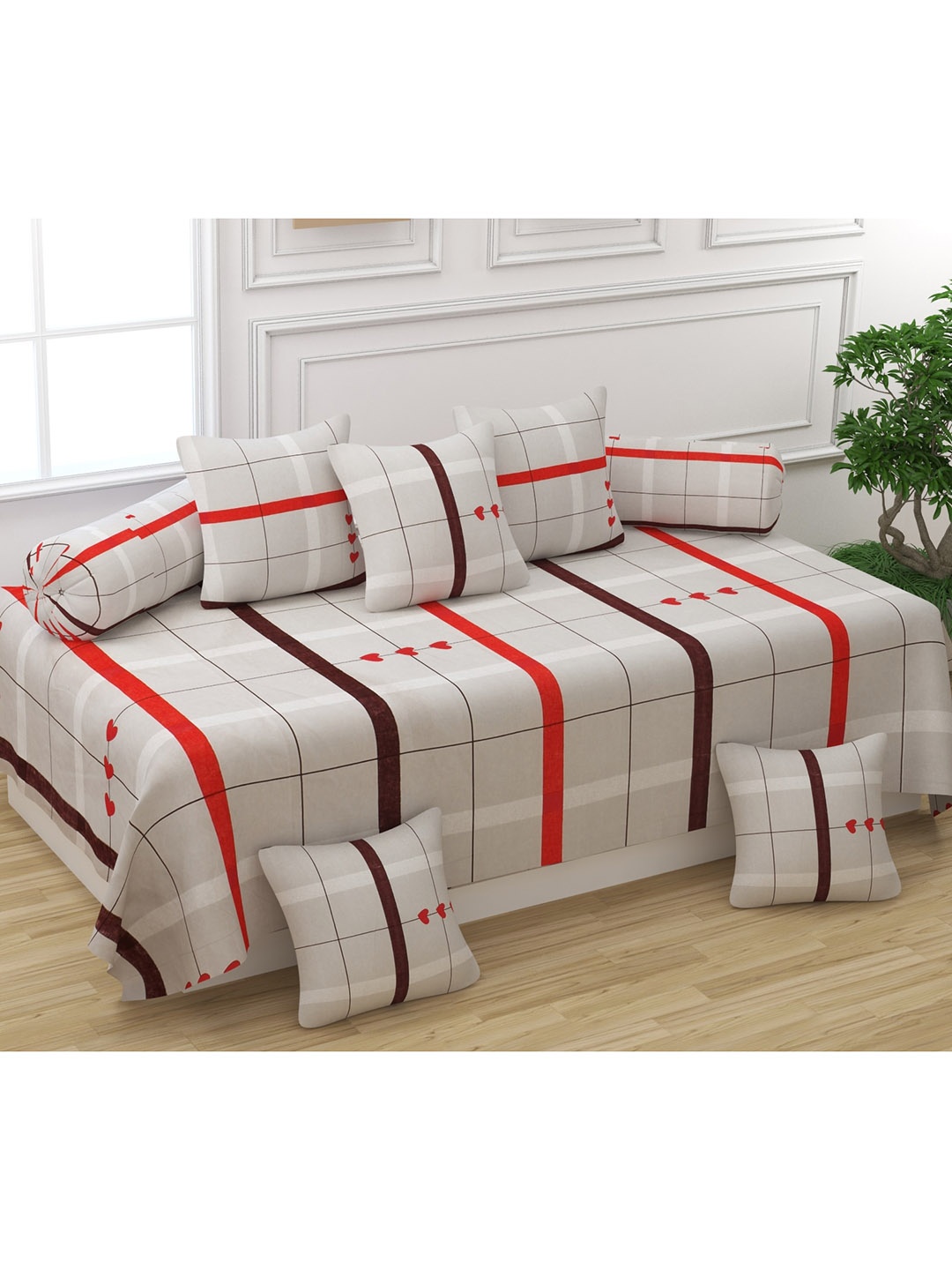 

Bajo's Set of 8 Grey Printed Diwan Set