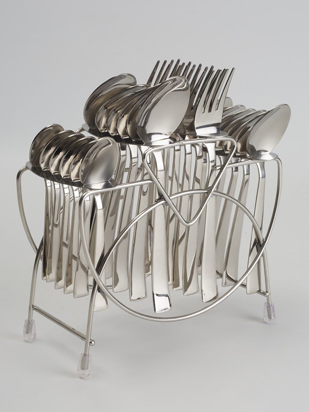 

HomeTown Set Of 24 Silver-Toned Solid Stainless Steel Cutlery With Stand