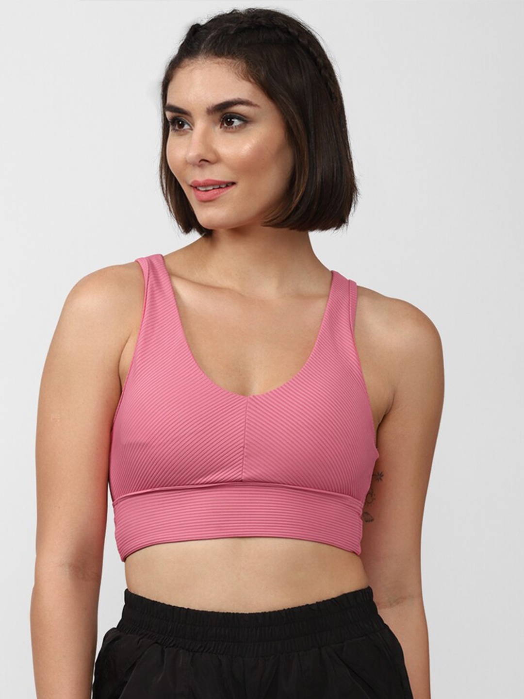 

FOREVER 21 Women Pink Solid Styled Back Bra