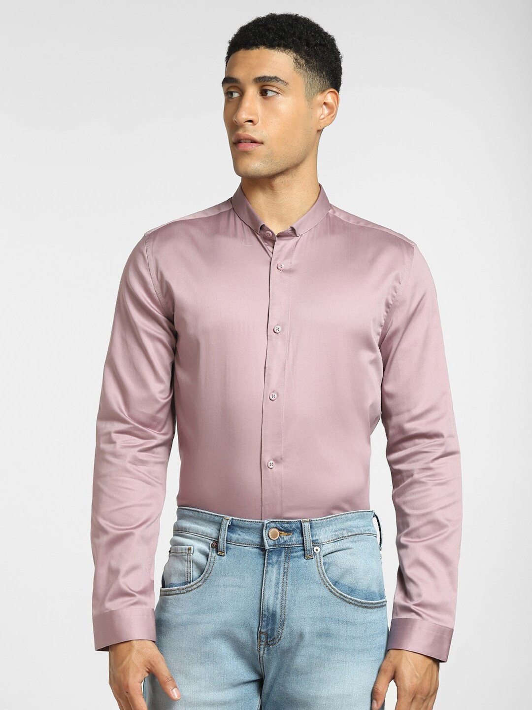 

Jack & Jones Men Purple Solid Slim Fit Casual Shirt