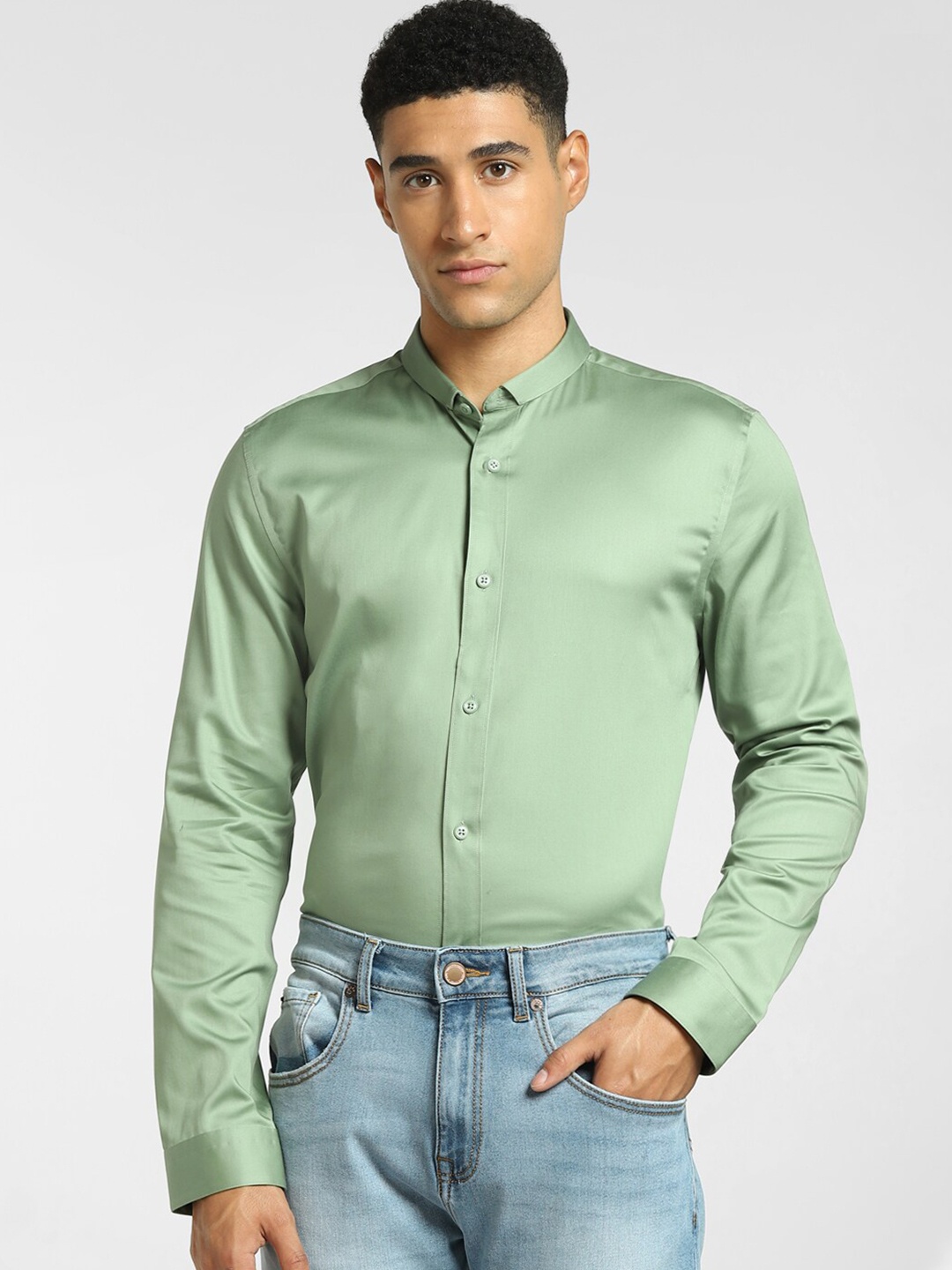 

Jack & Jones Men Green Slim Fit Casual Cotton Shirt