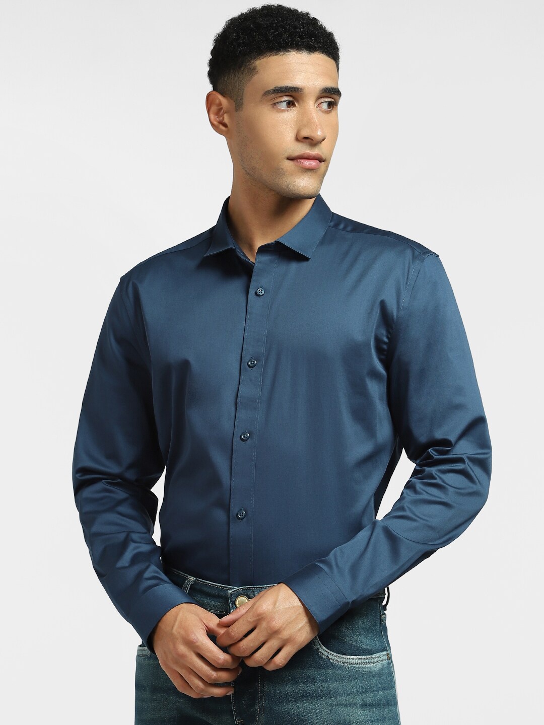 

Jack & Jones Men Blue Cotton Casual Shirt