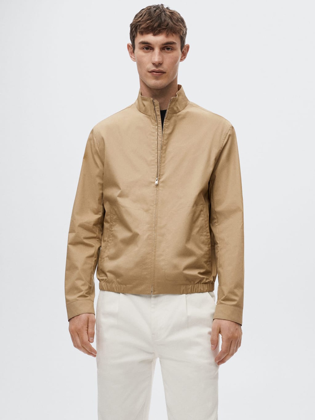 

MANGO MAN Beige Pure Cotton Solid Tailored Sustainable Jacket